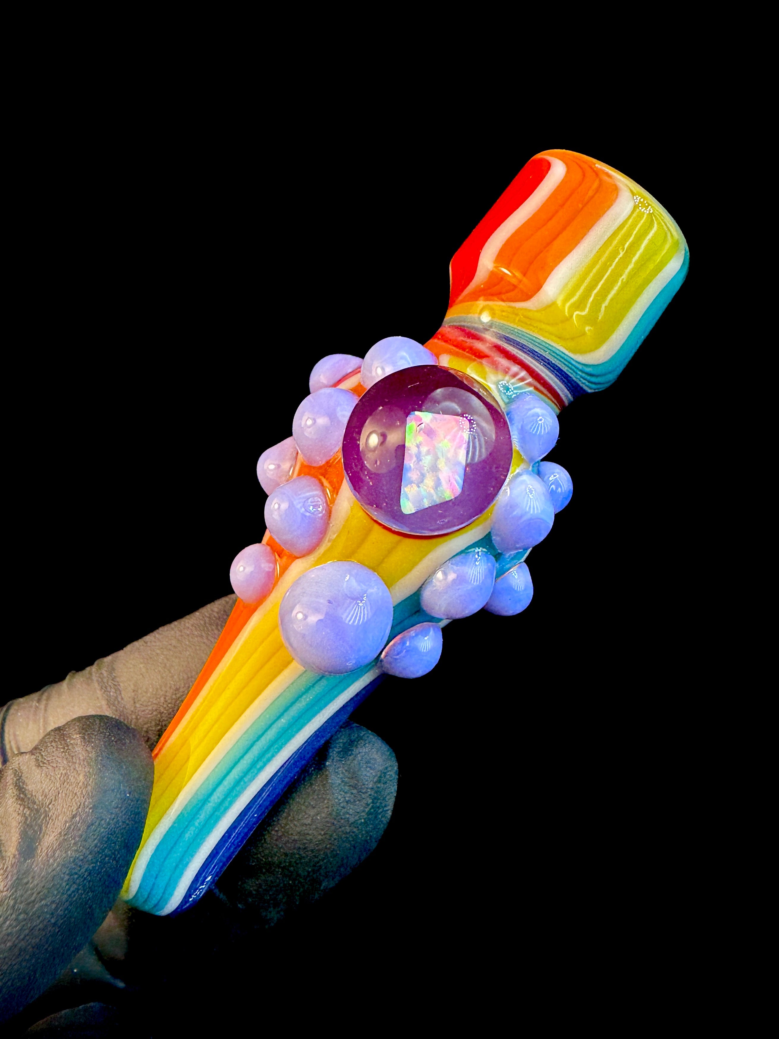 Rainbow fade x milky purple opal chillum