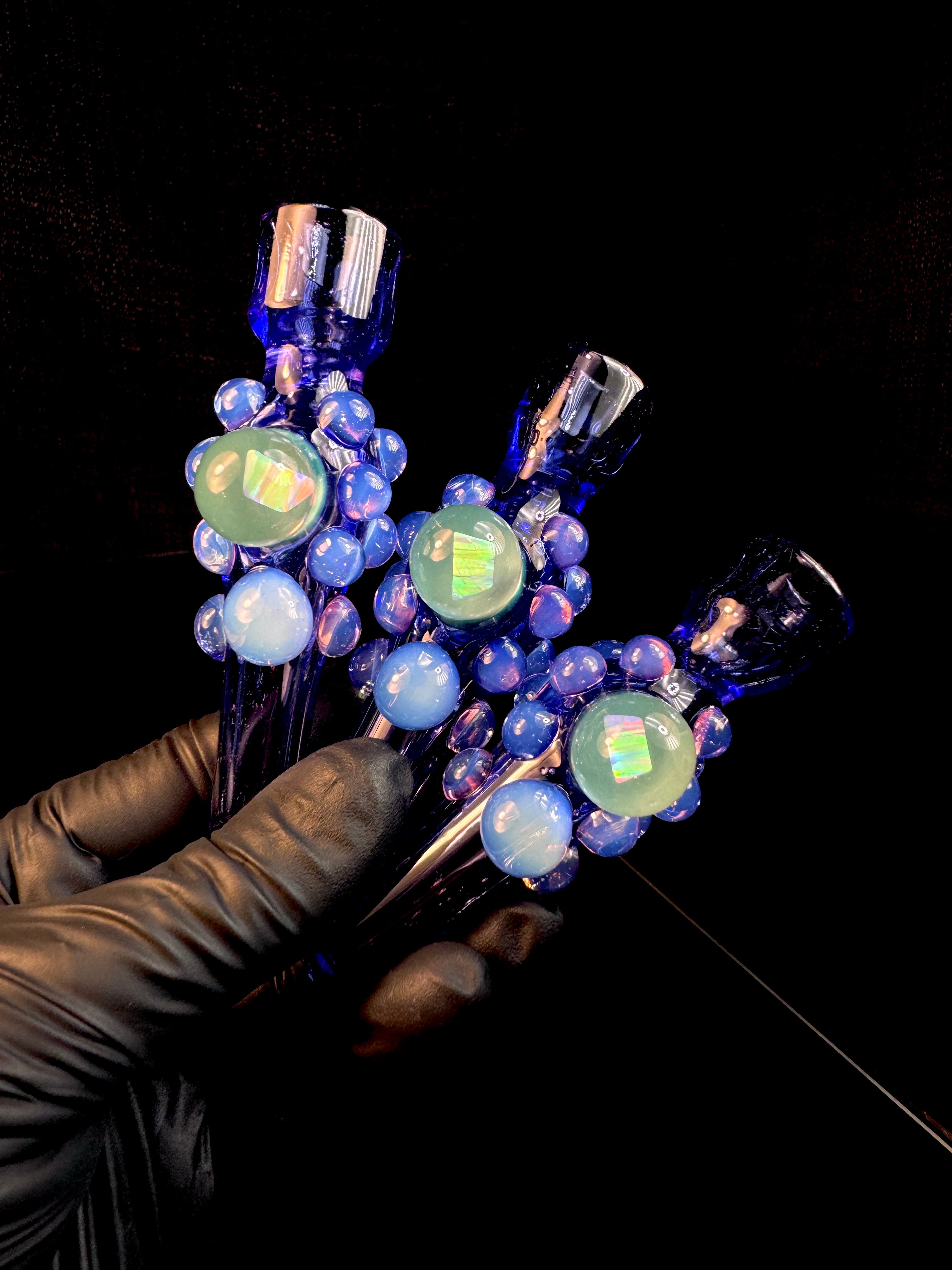 Trans blue x secret white opal chillum