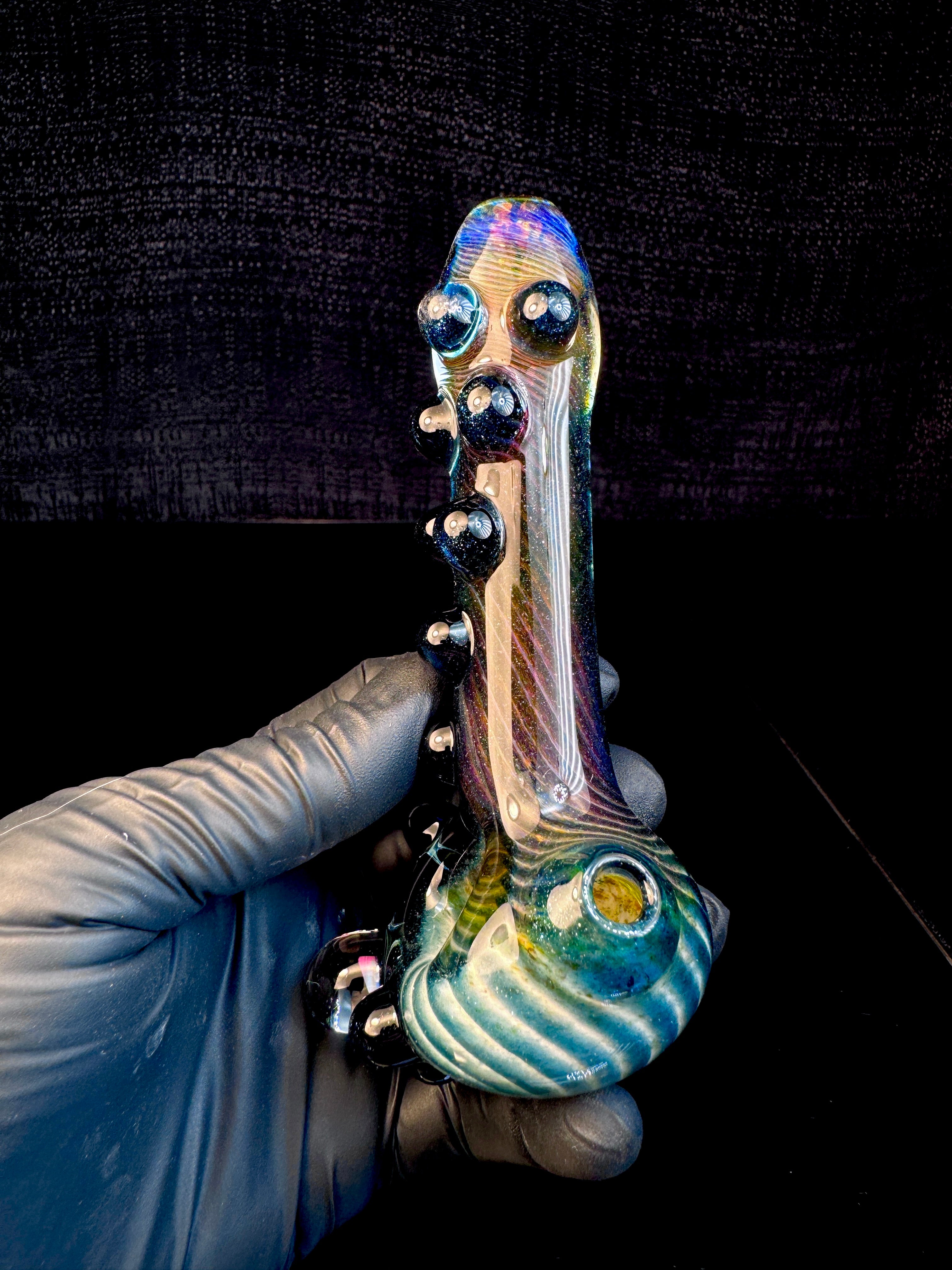 Blue stardust x nebula Striped Opal Pipe