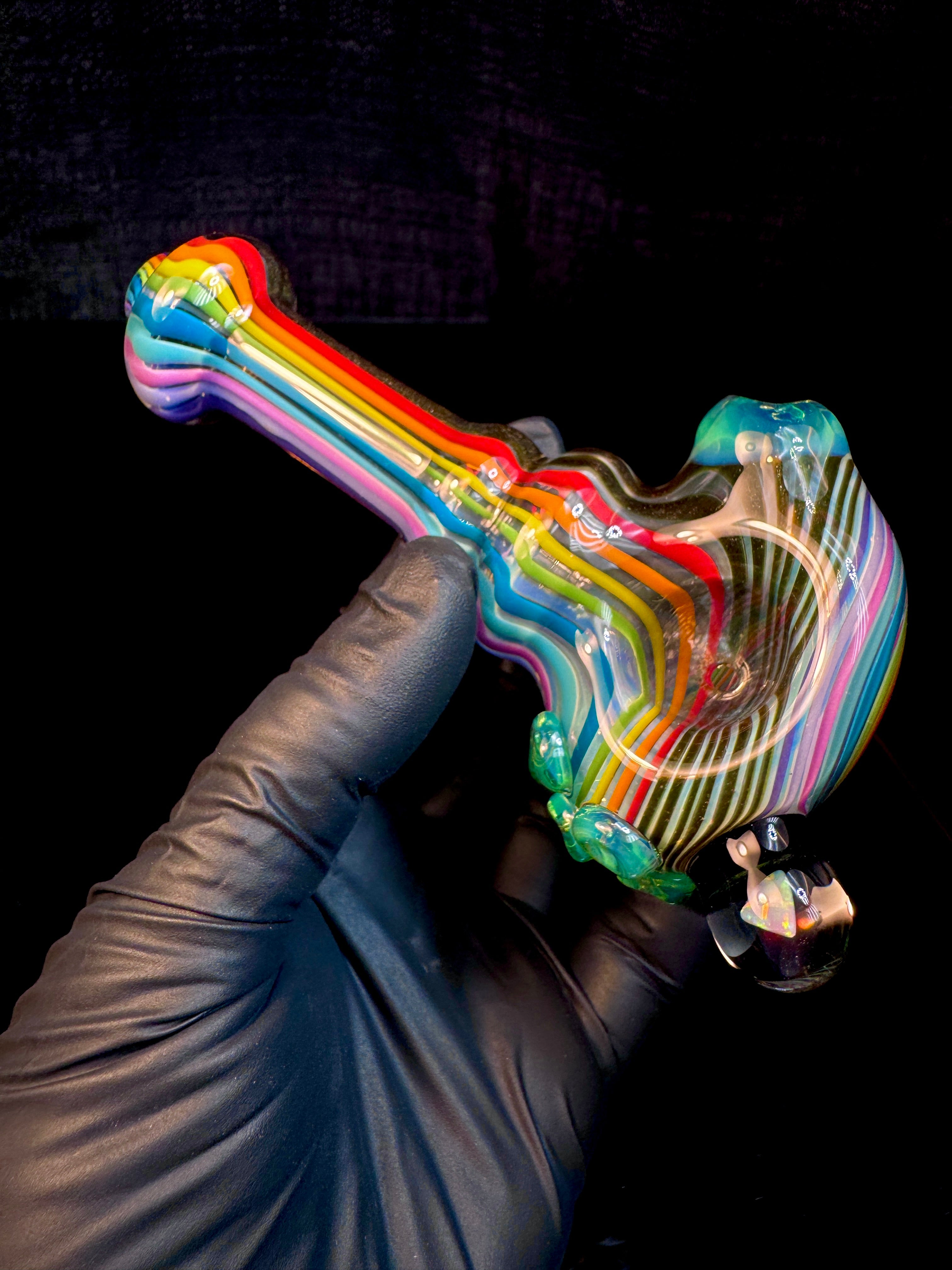 Fumed linework opal spoon