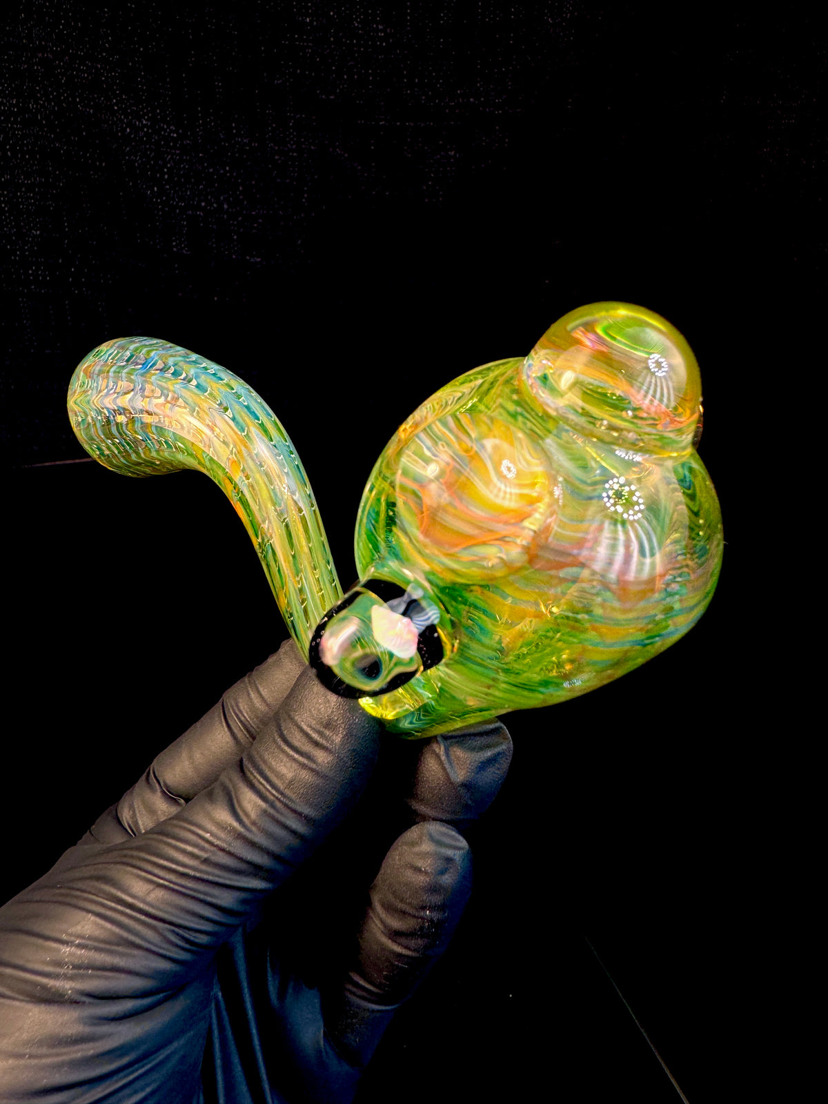 Electric green dark web opal bendy