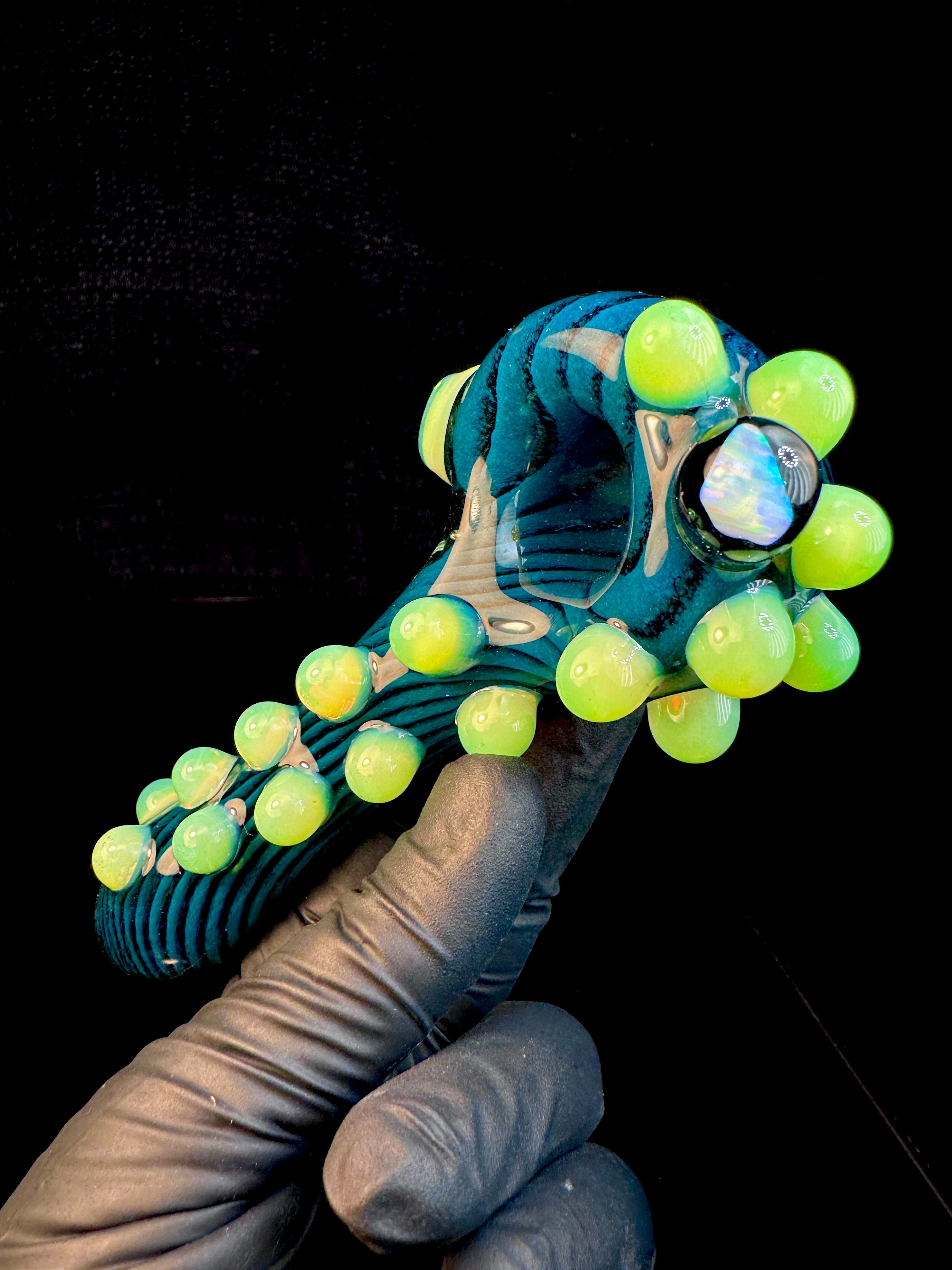 Blue spruce x jet black Striped Opal Pipe