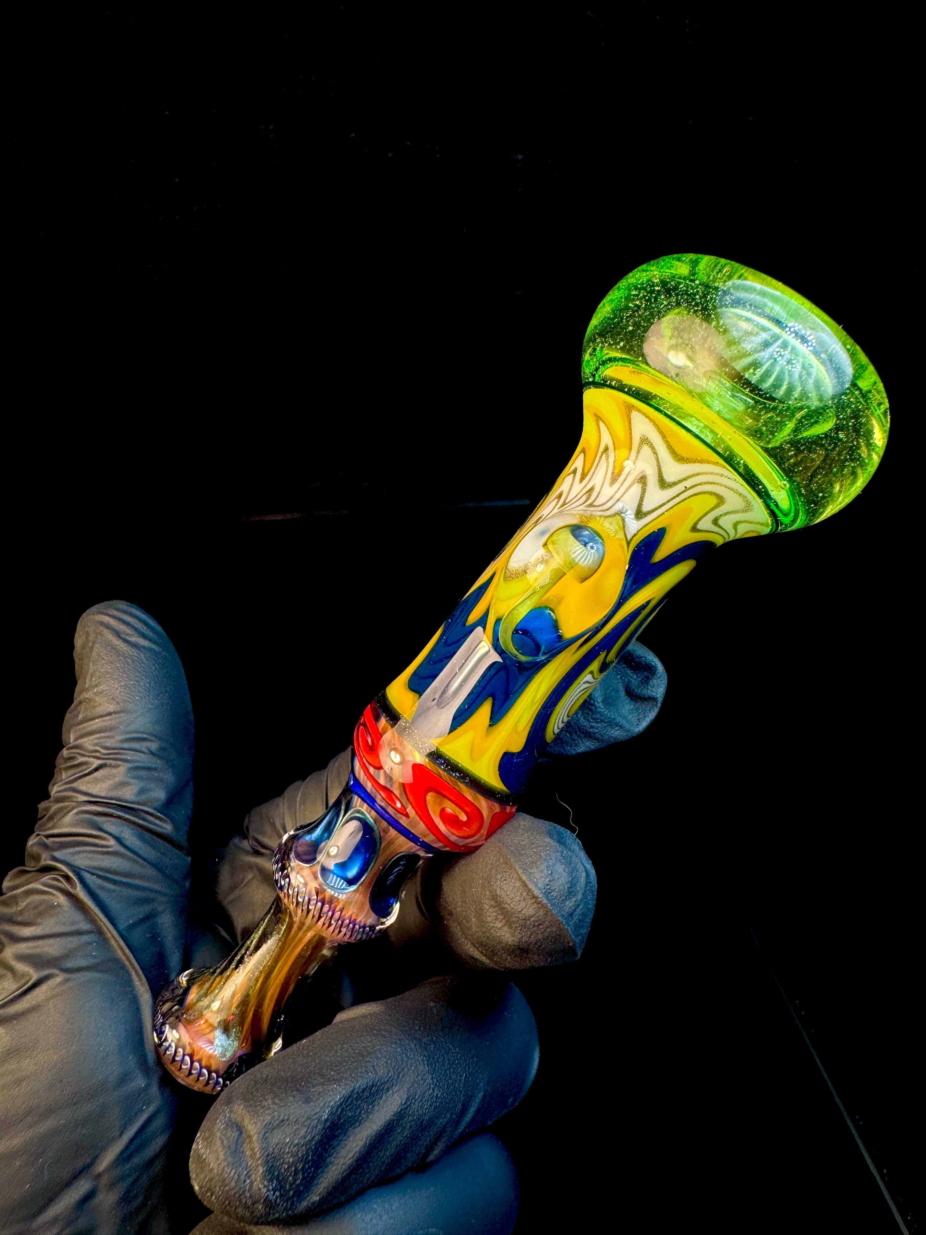 Gold fumed wigwag opal chillum