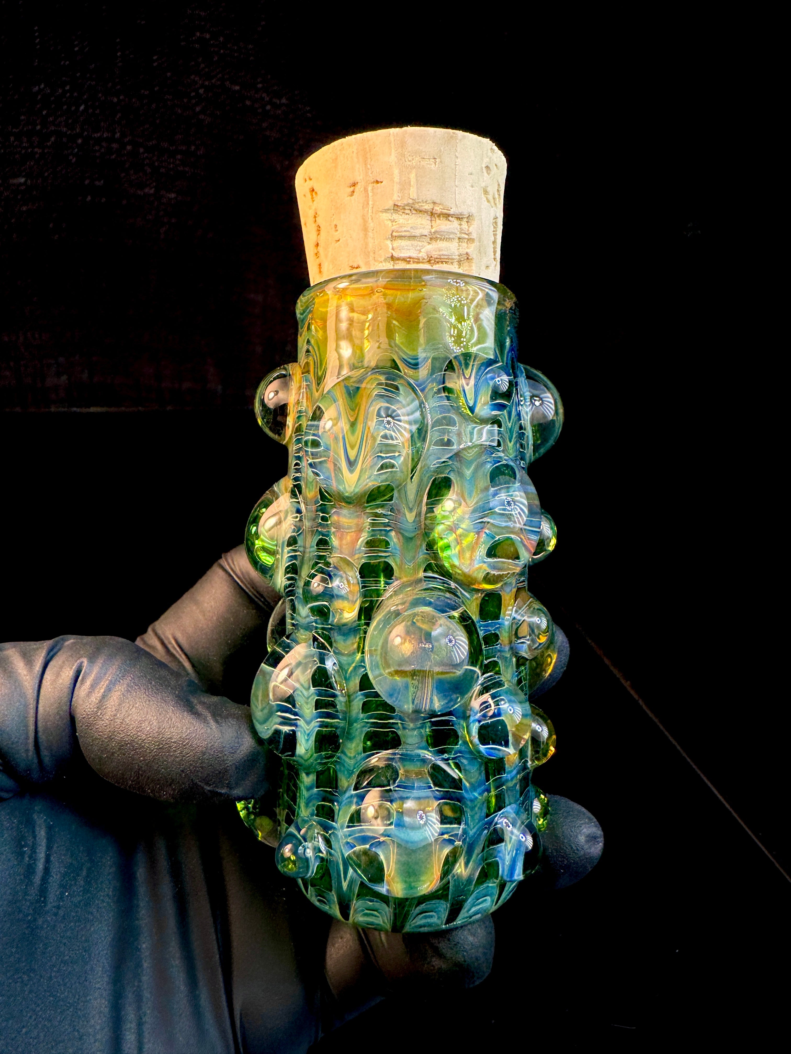 Emerald dark web flat bottom mushroom nug Jar
