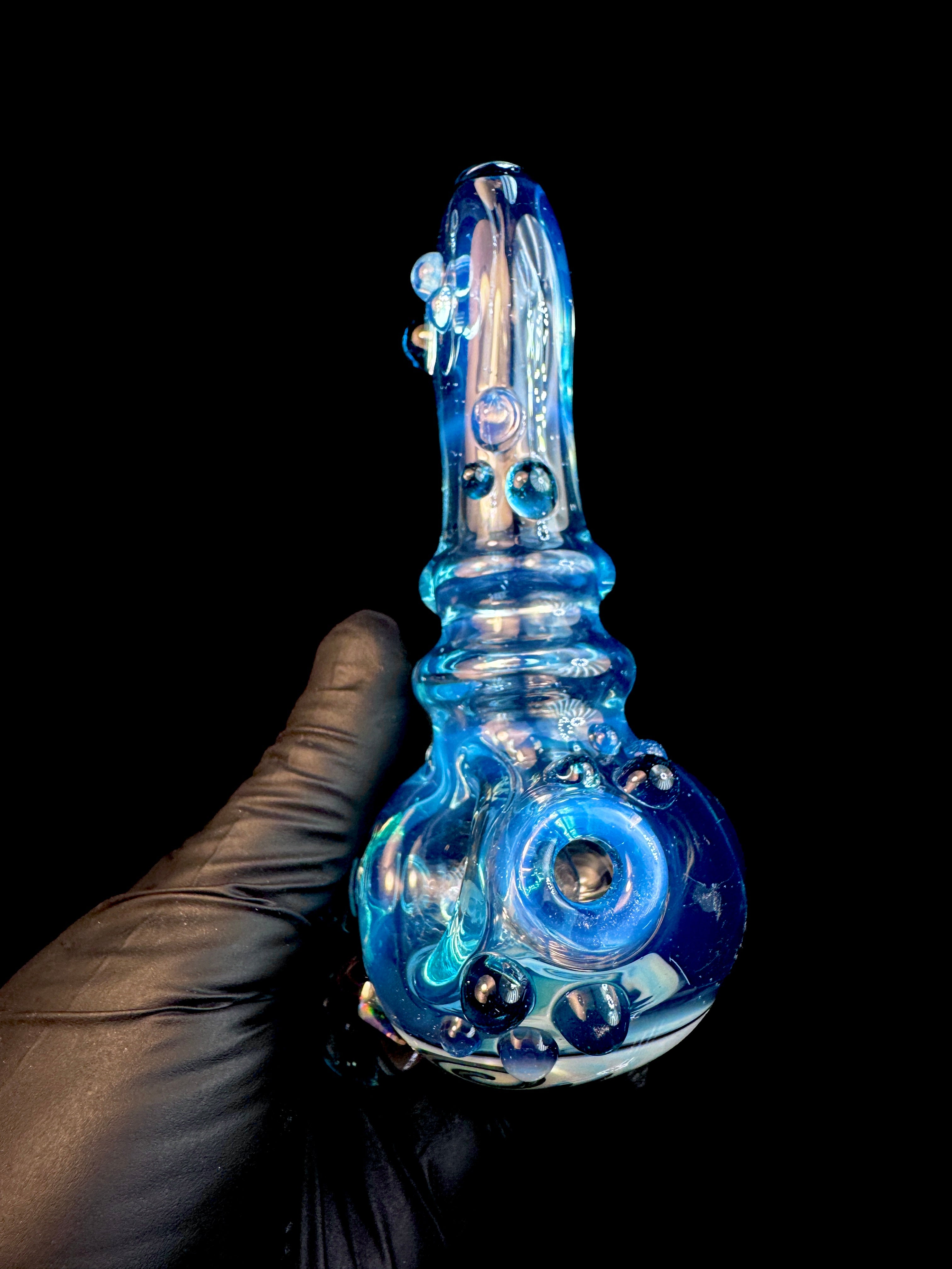 Trans blue wigwag opal pipe