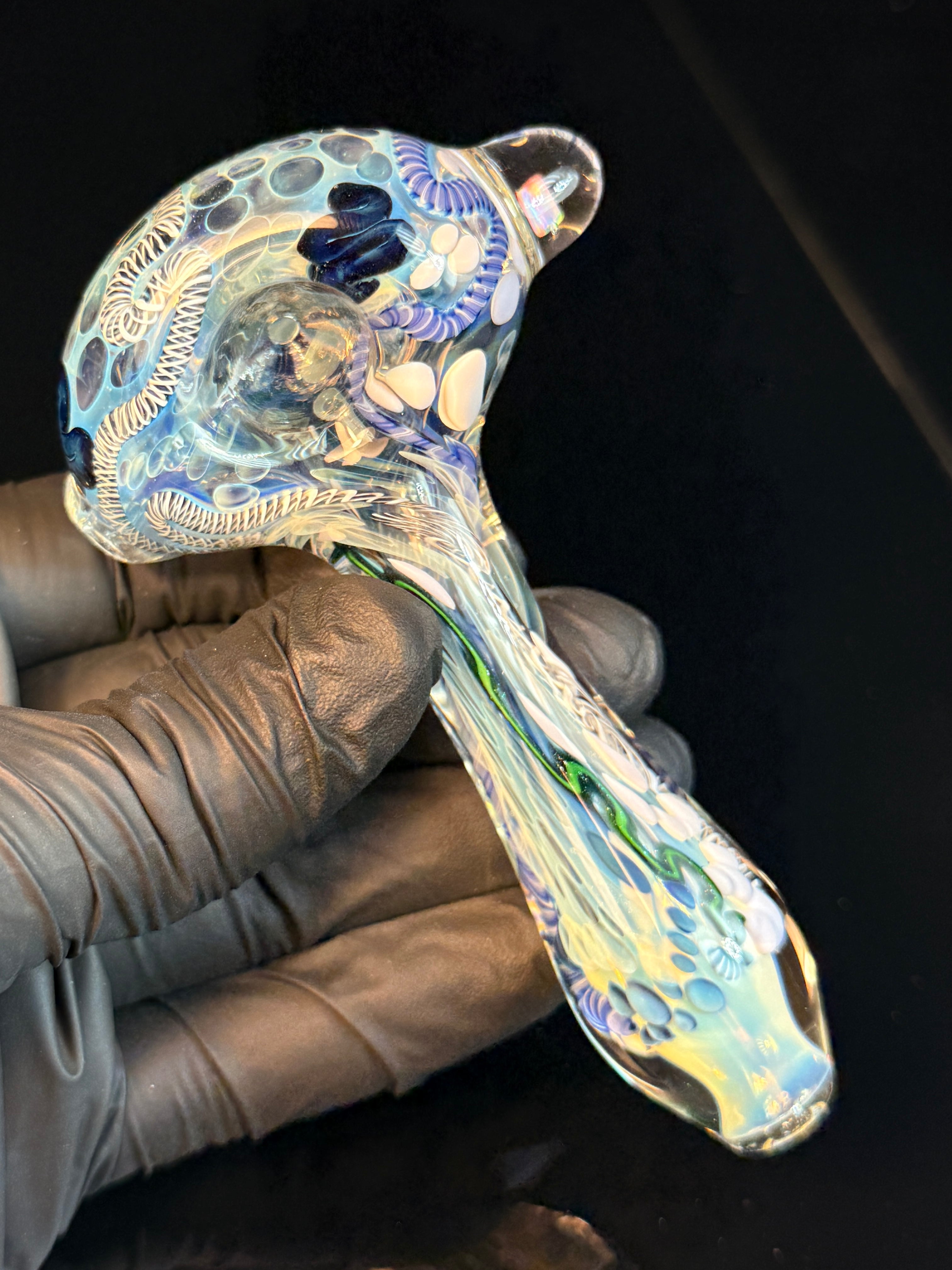 Silver fumed inside opal pipe
