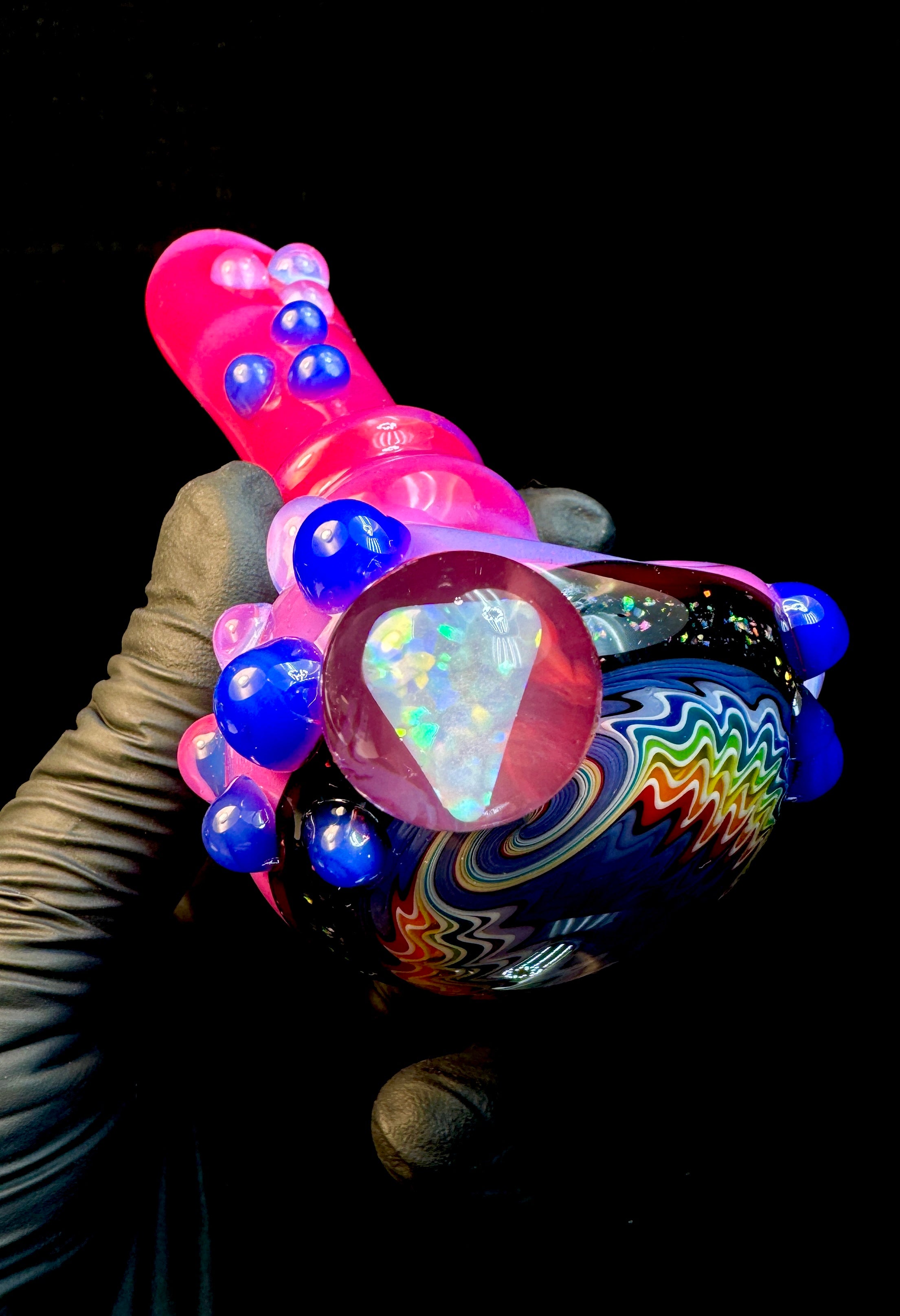 Pink flamingo wigwag opal spoon