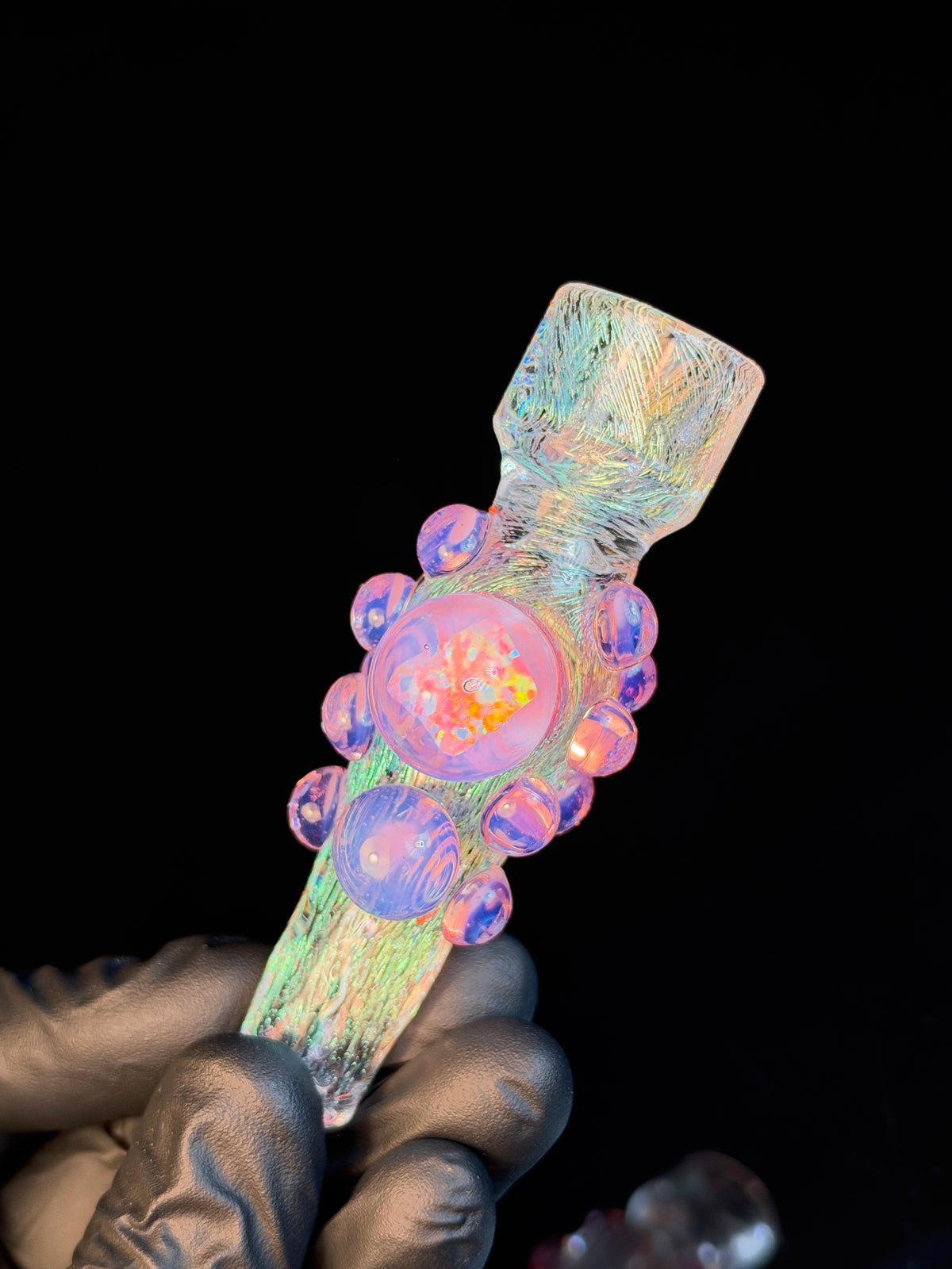 Clear Dichro/Pink Slyme Chillum