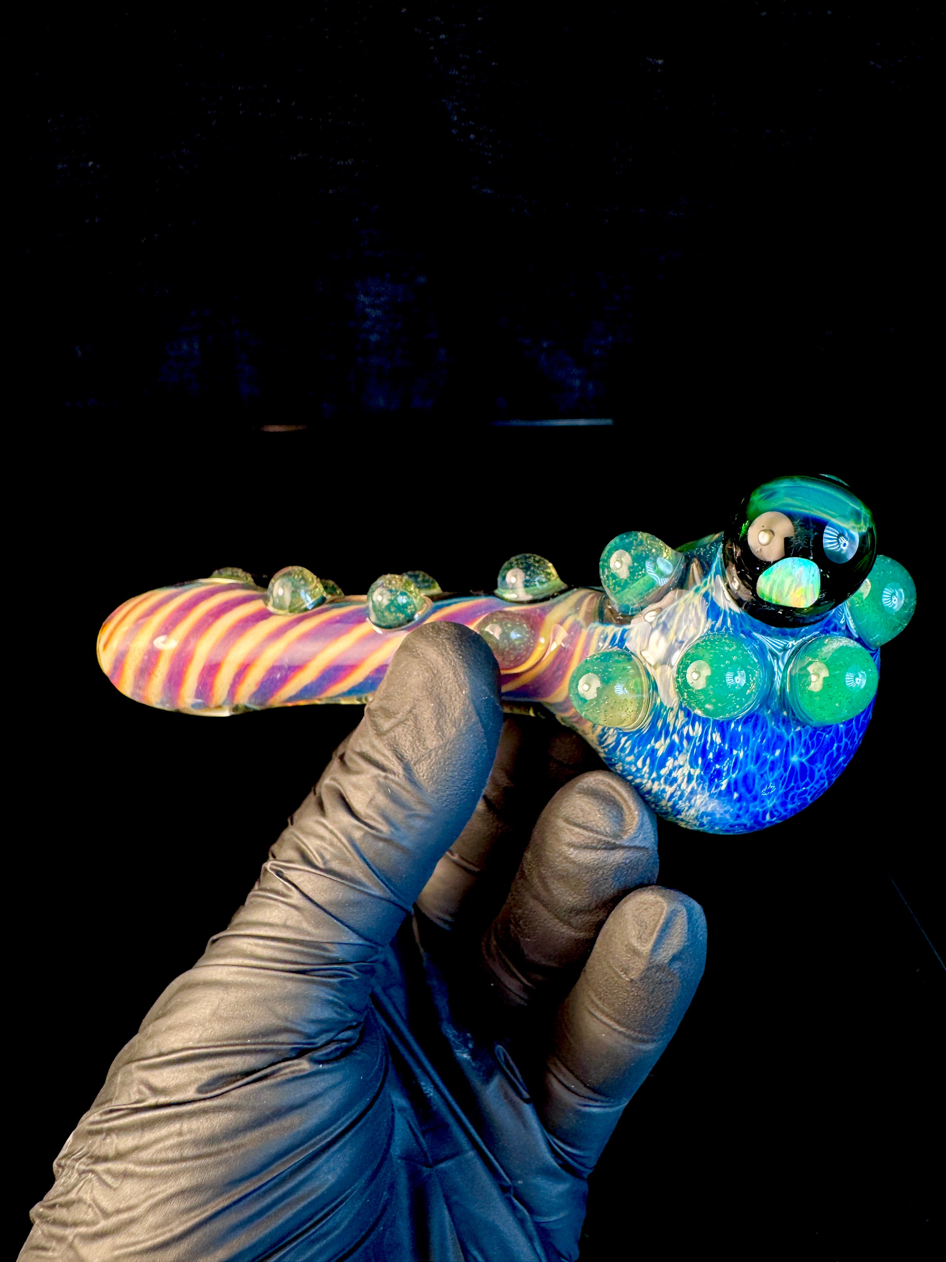Blue green x fripidy striped opal pipe