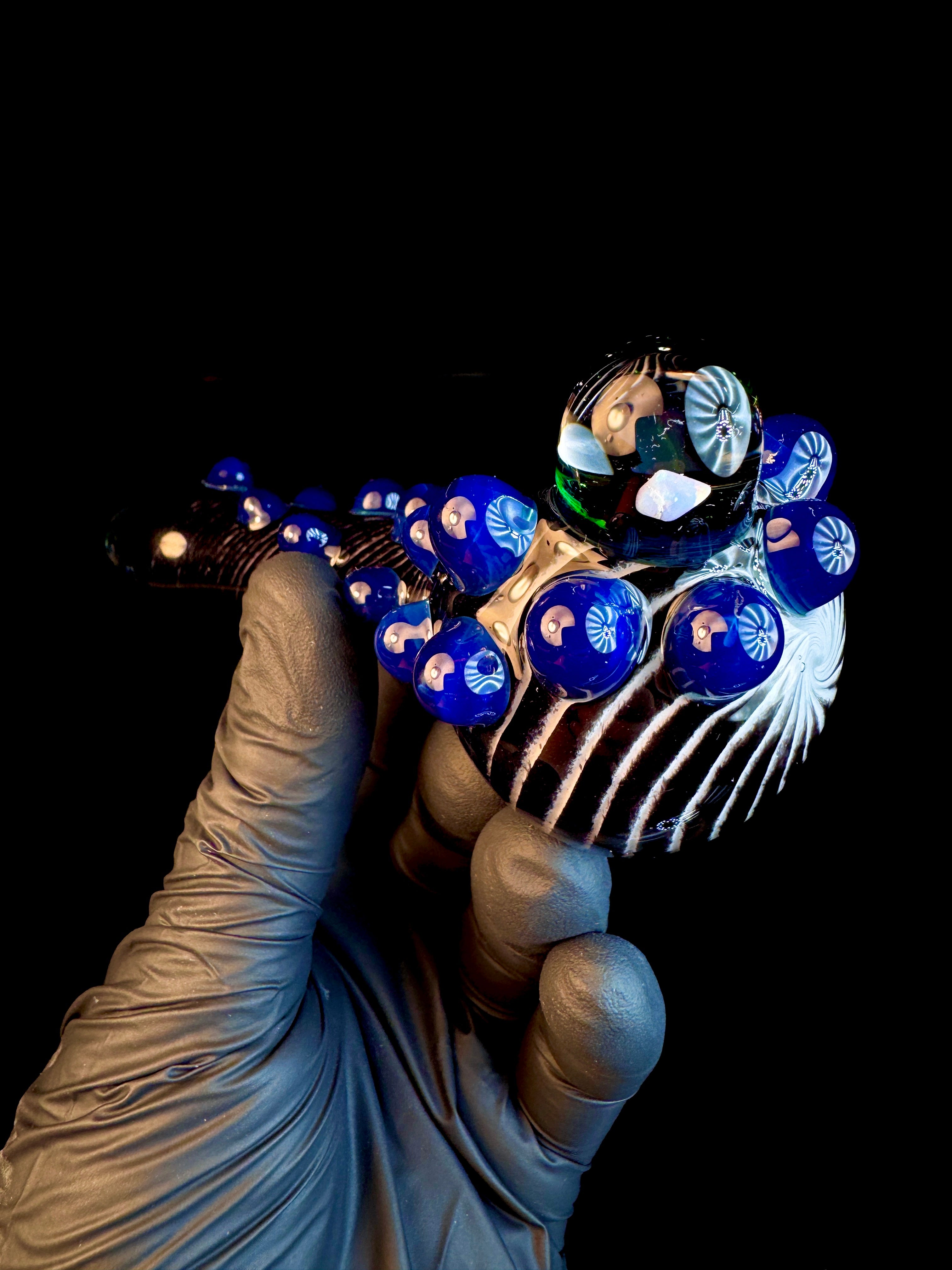 Jet black x star white striped opal pipe