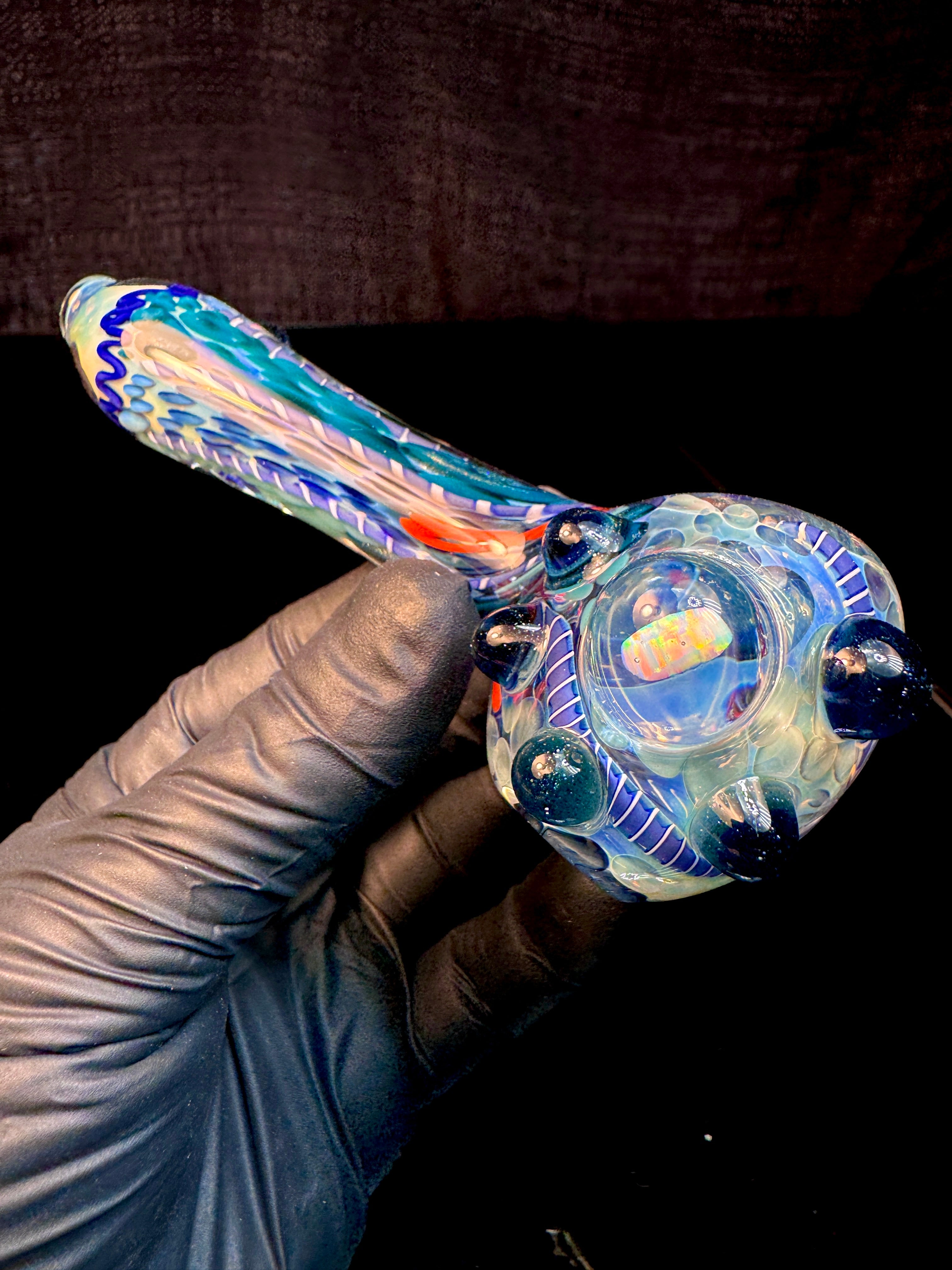 Silver fume x deep blue Premo Fume Cane Spoon
