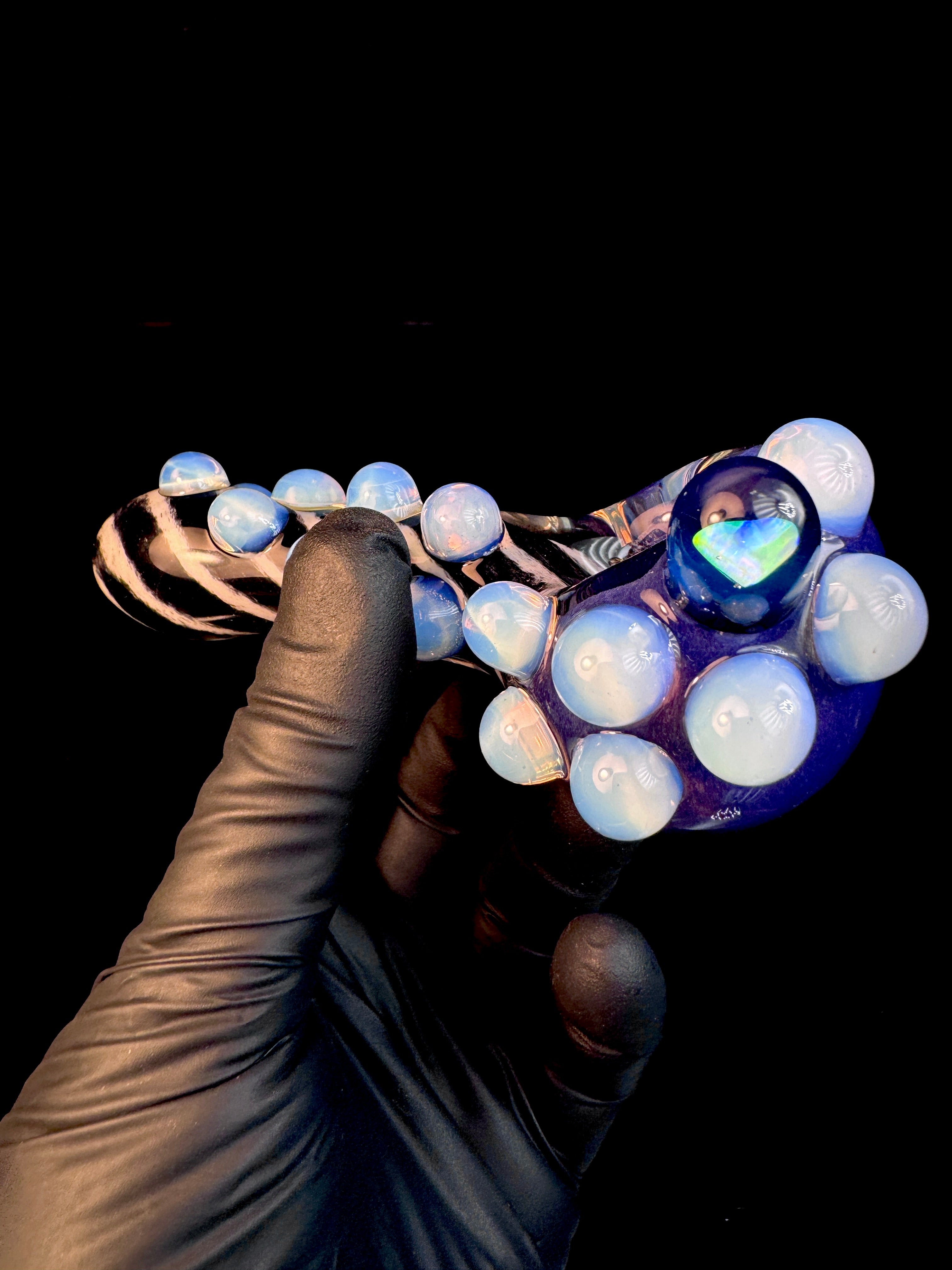 Purple urple Jet black x star white striped opal pipe