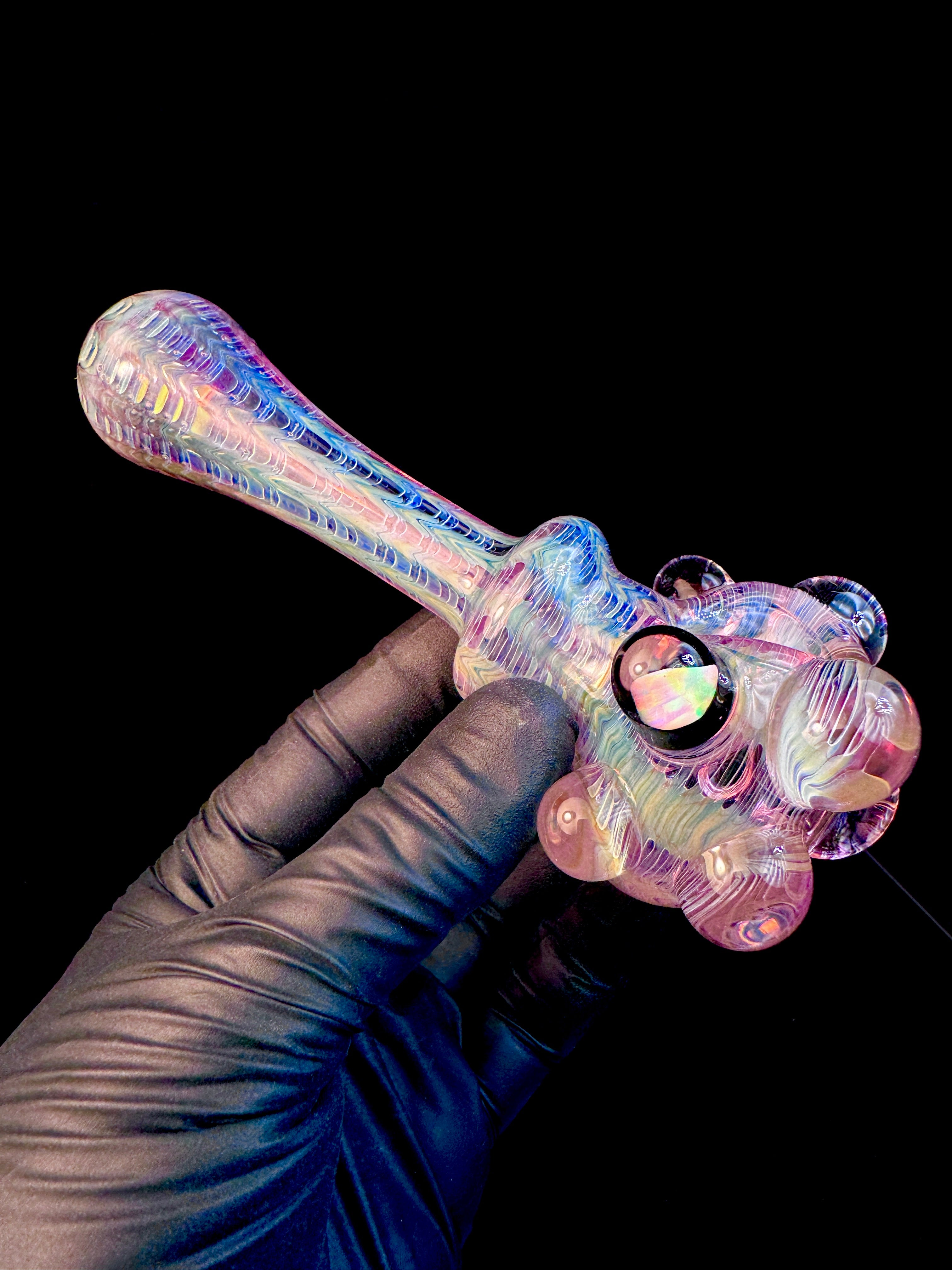 Pink dark web opal spoon