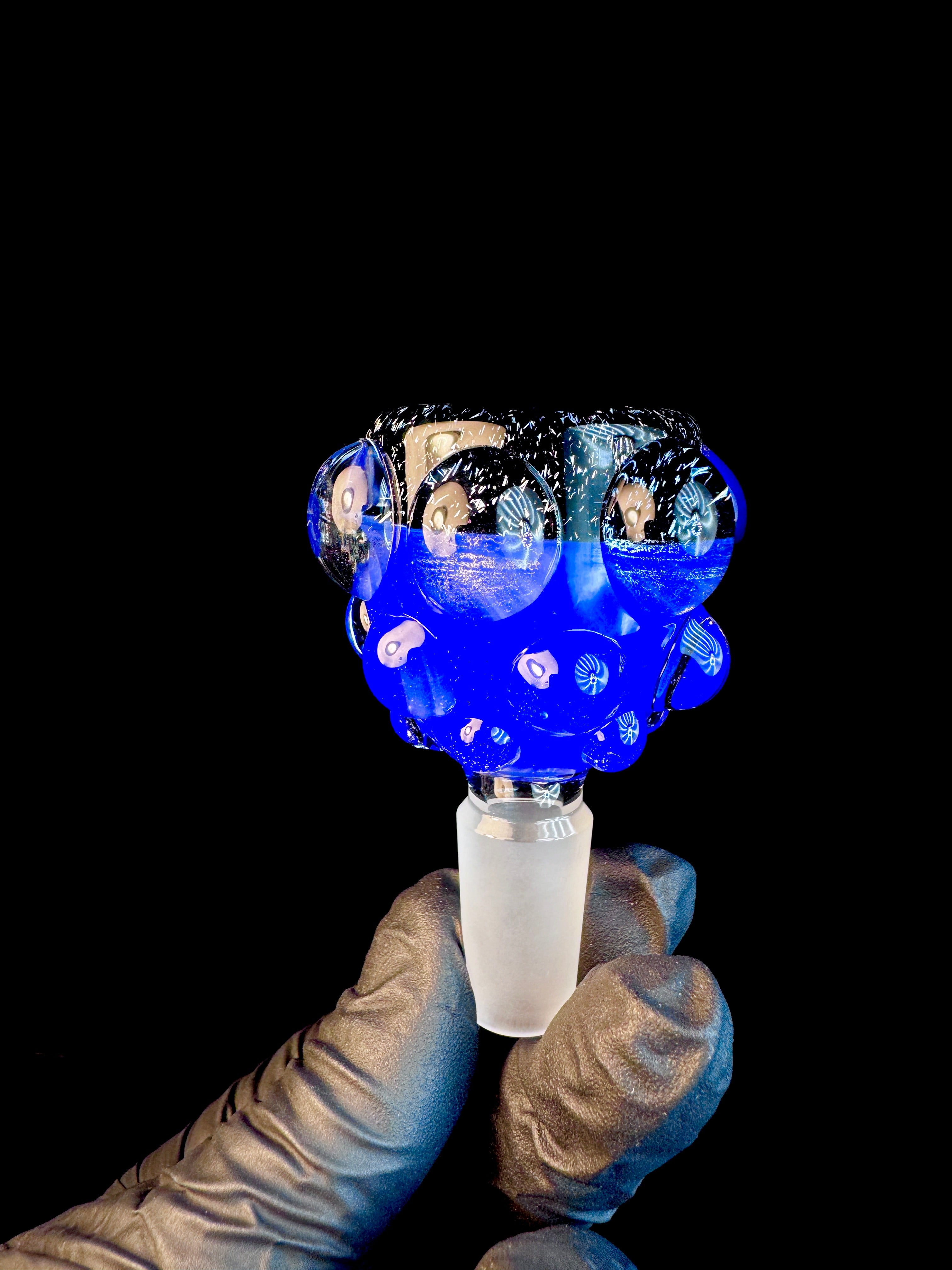 14mm Blue cheese x silver dichro dot bowl