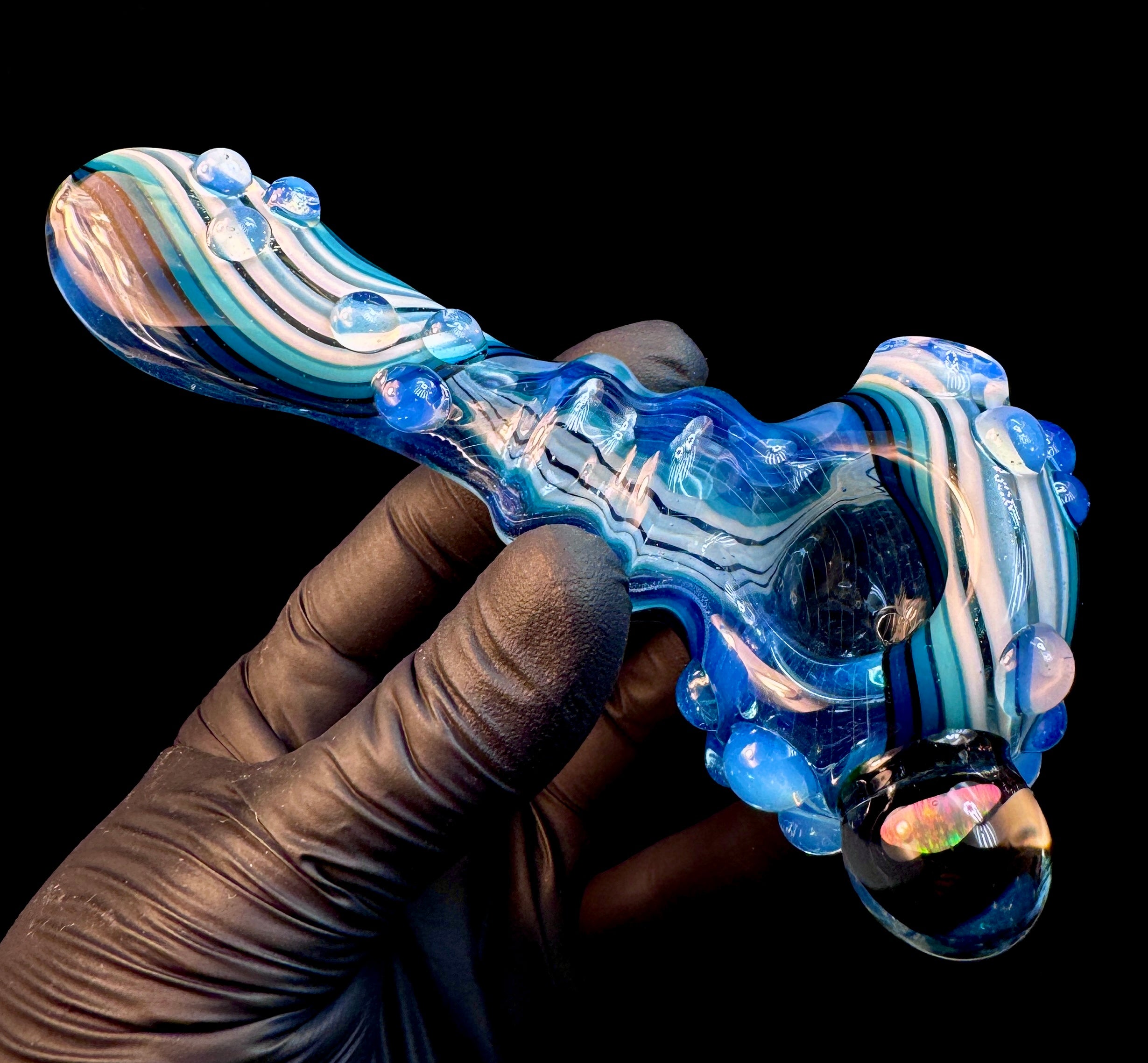 Twisted blue fade opal pipe