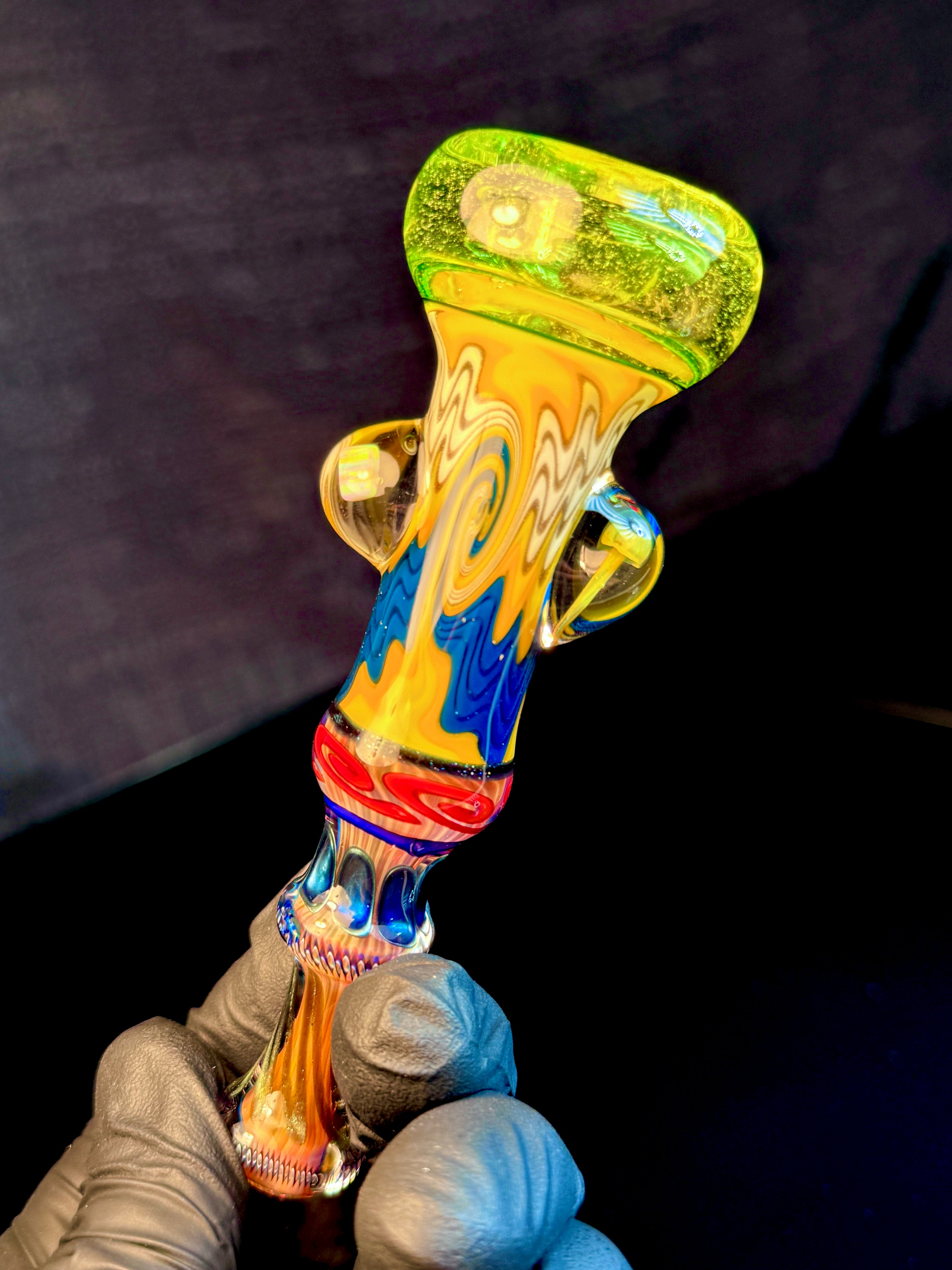 Gold fumed wigwag opal chillum