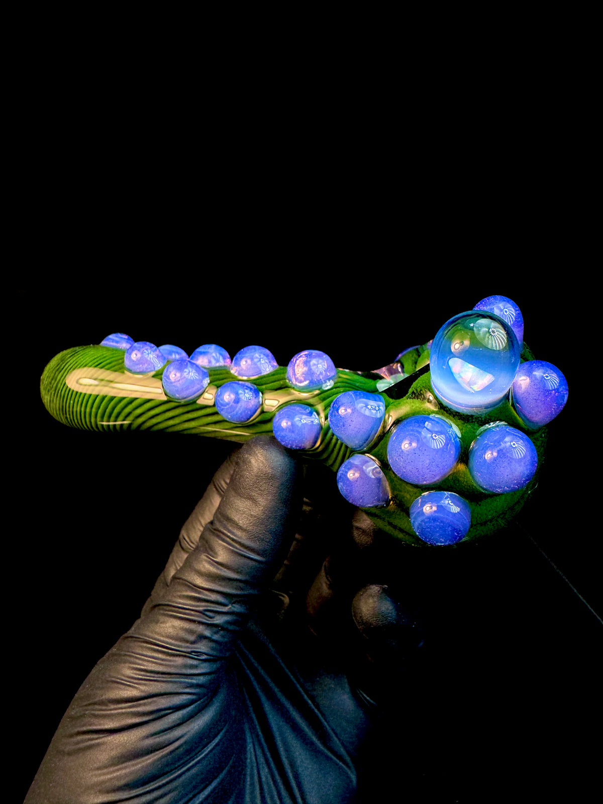 Jet black x Jade x pink slyme striped opal pipe