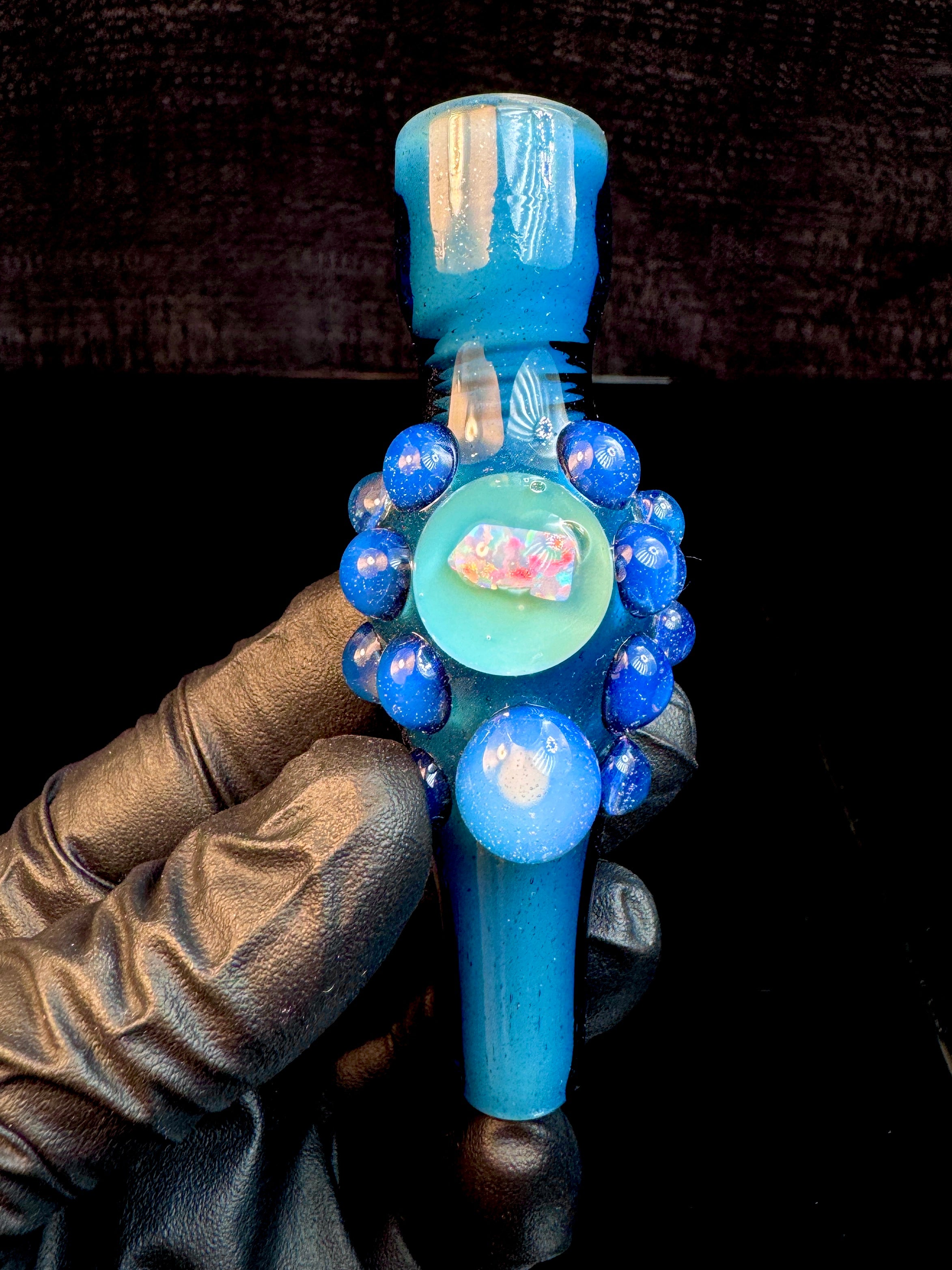 Blue stardust over white opal chillum