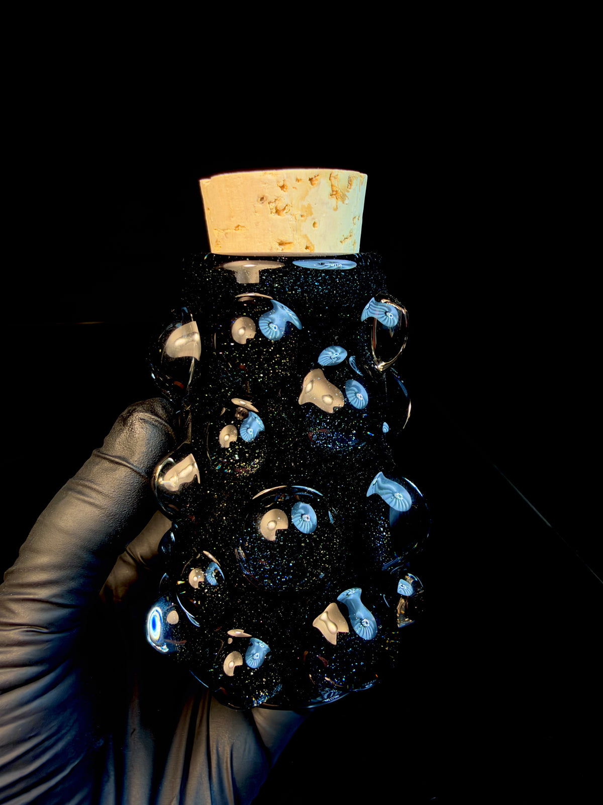 Galaxy black flat bottom nug Jar