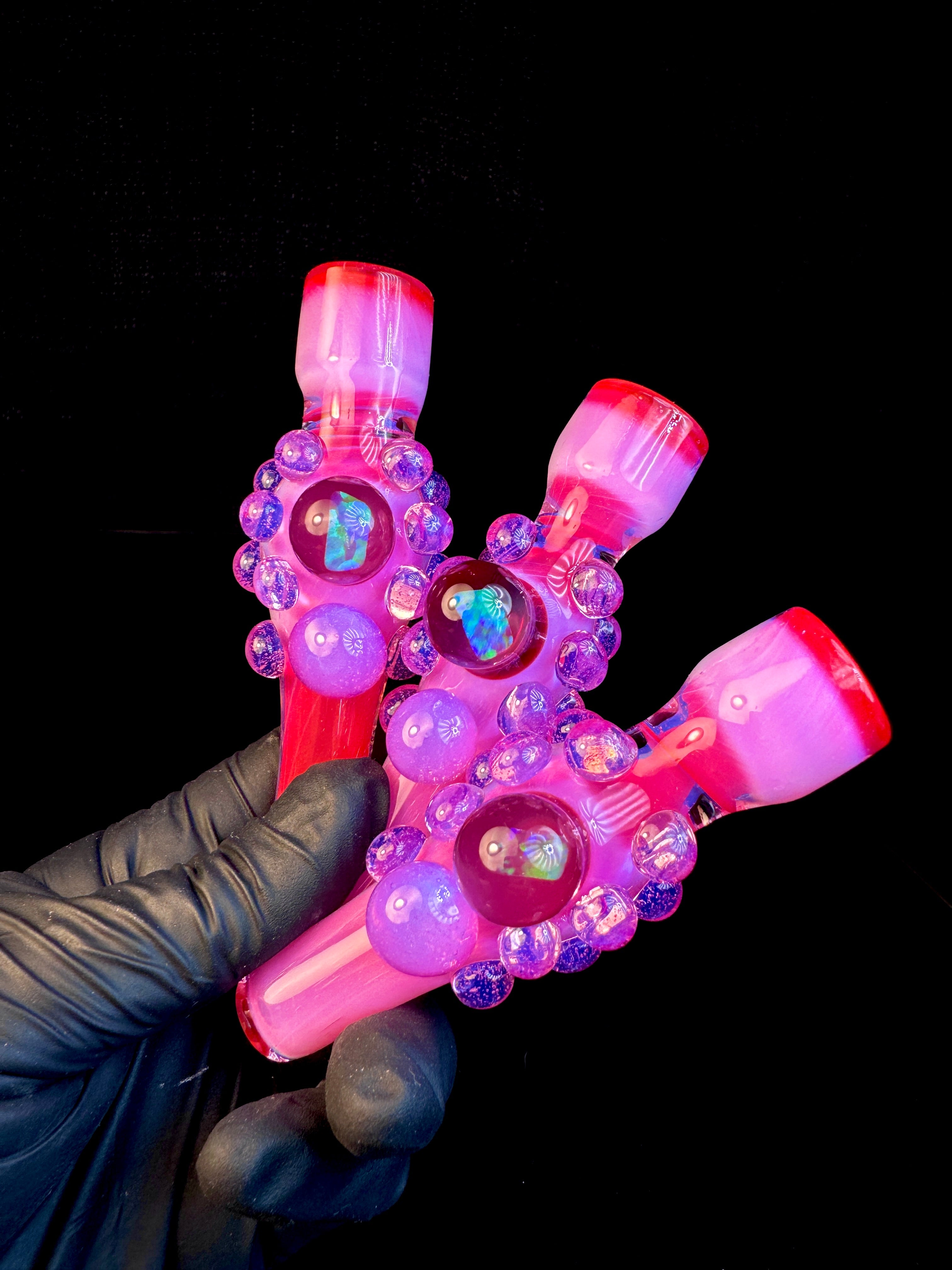 Cosmic bubblegum x pink slyme blue opal chillum