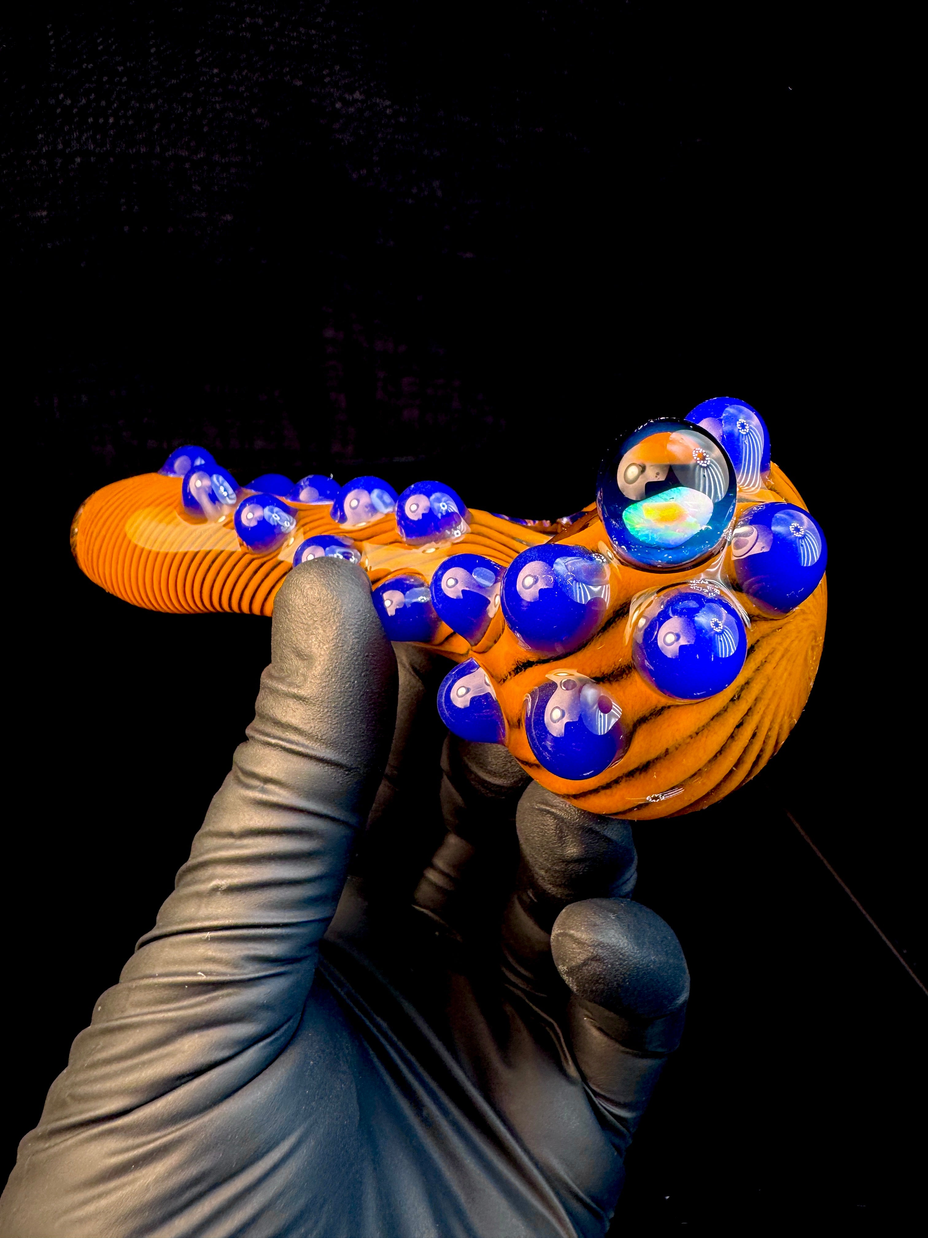 Lava x jet black Striped Opal Pipe