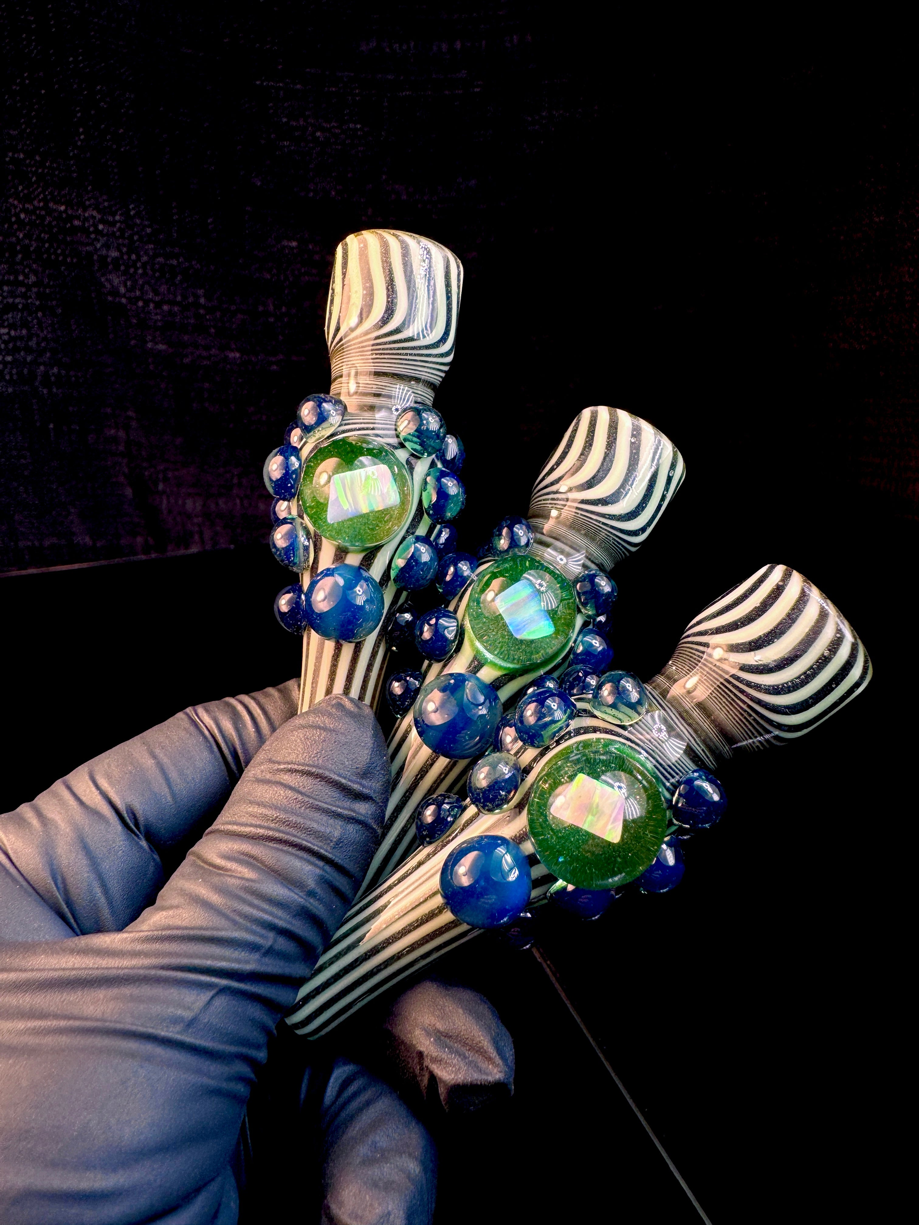 Milky slyme beetlejuice x blue stardust opal chillum