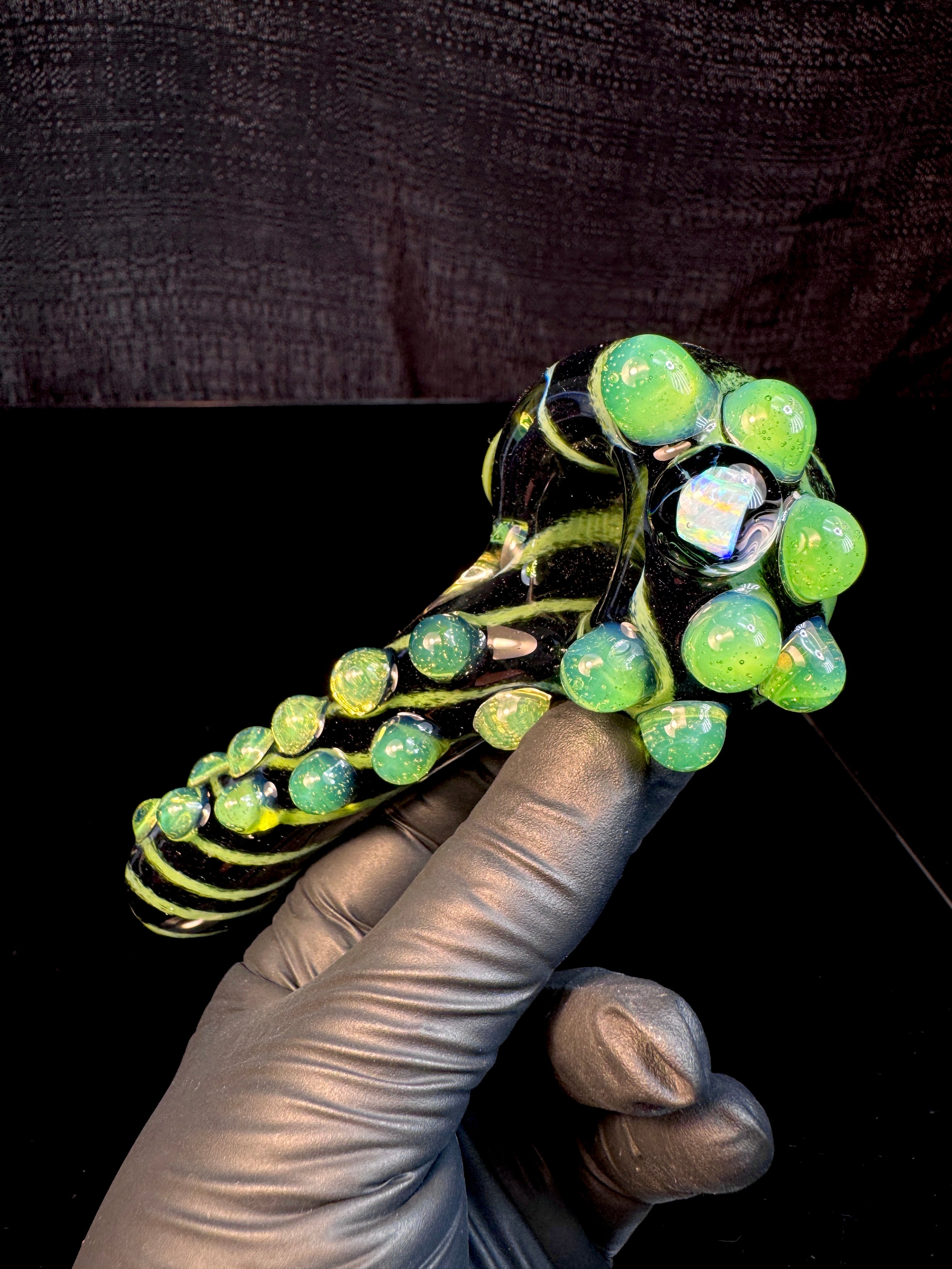 Jet black x jade x slyme striped opal pipe