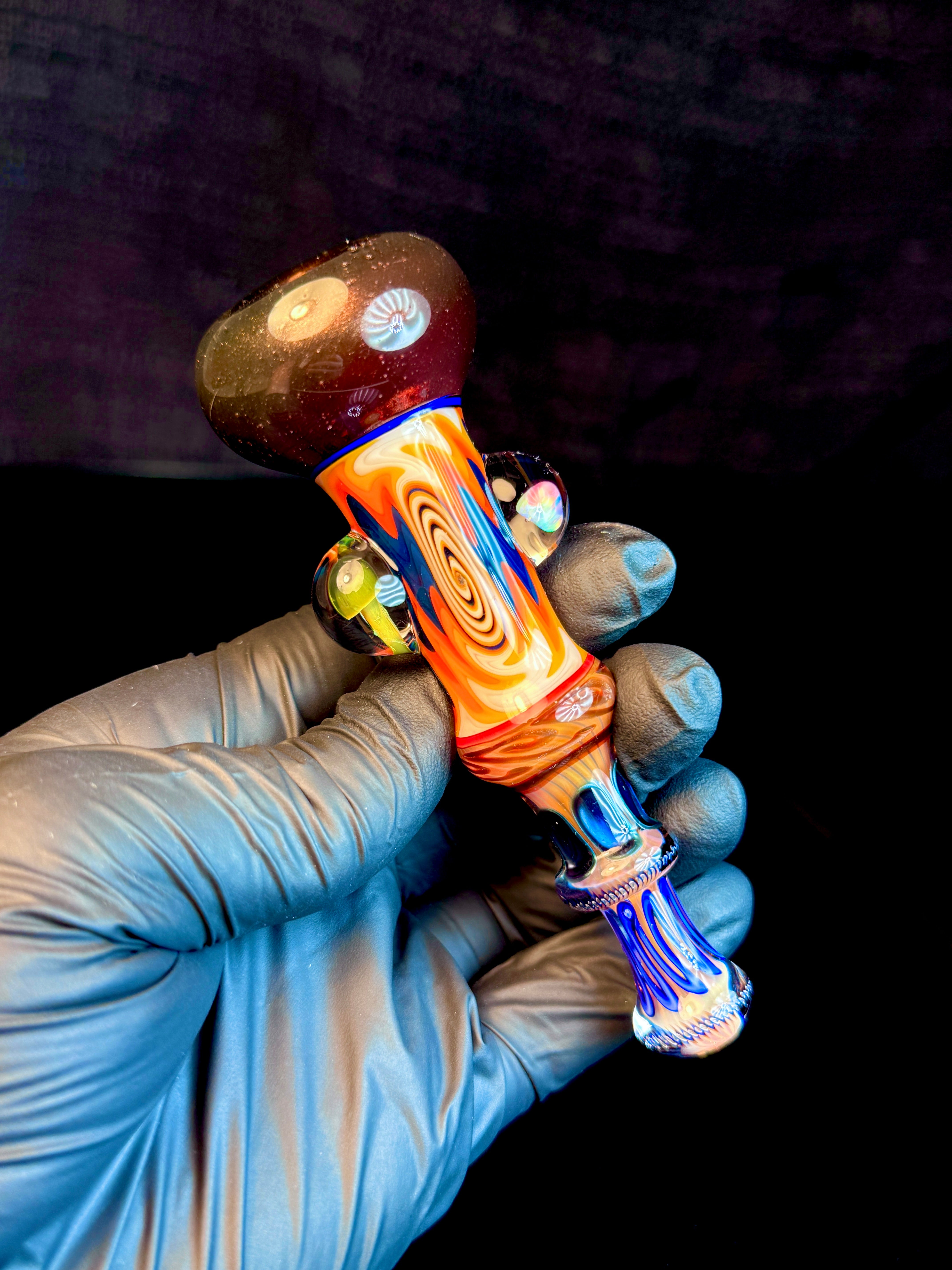 Gold fumed wigwag opal chillum