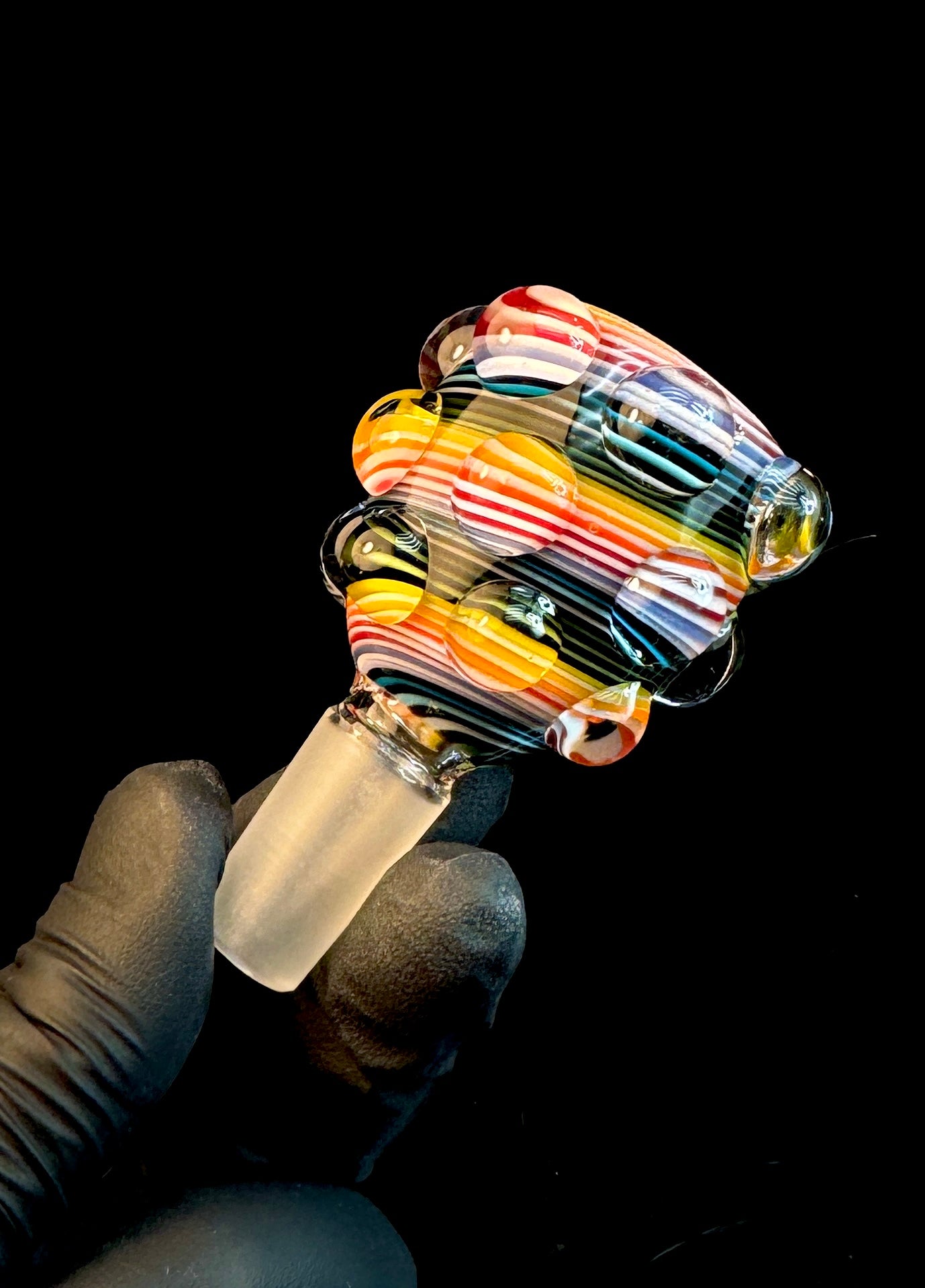 14mm Two tone rainbow twisted linework bowl