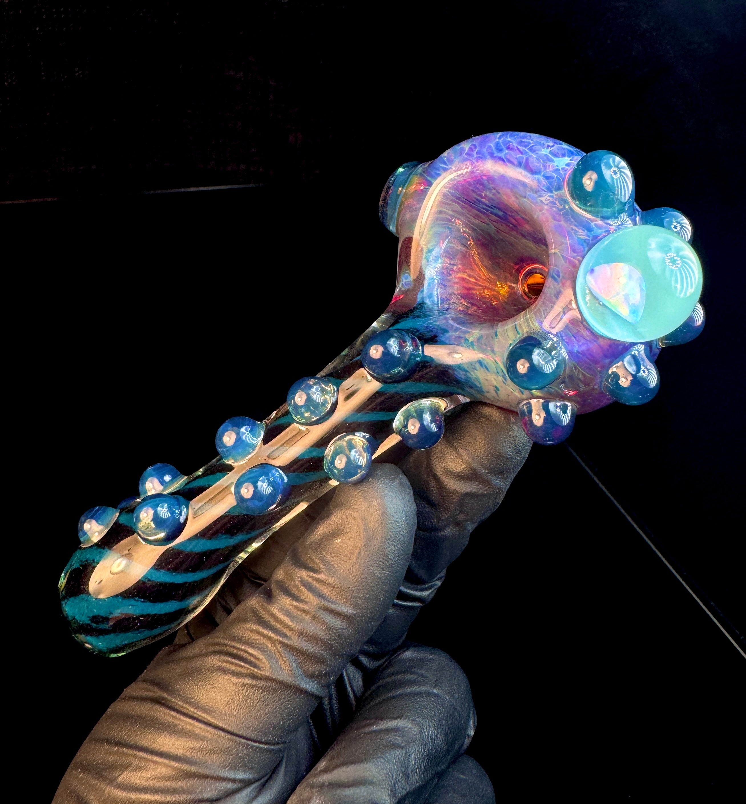 Amber purple x Jet Black striped opal pipe
