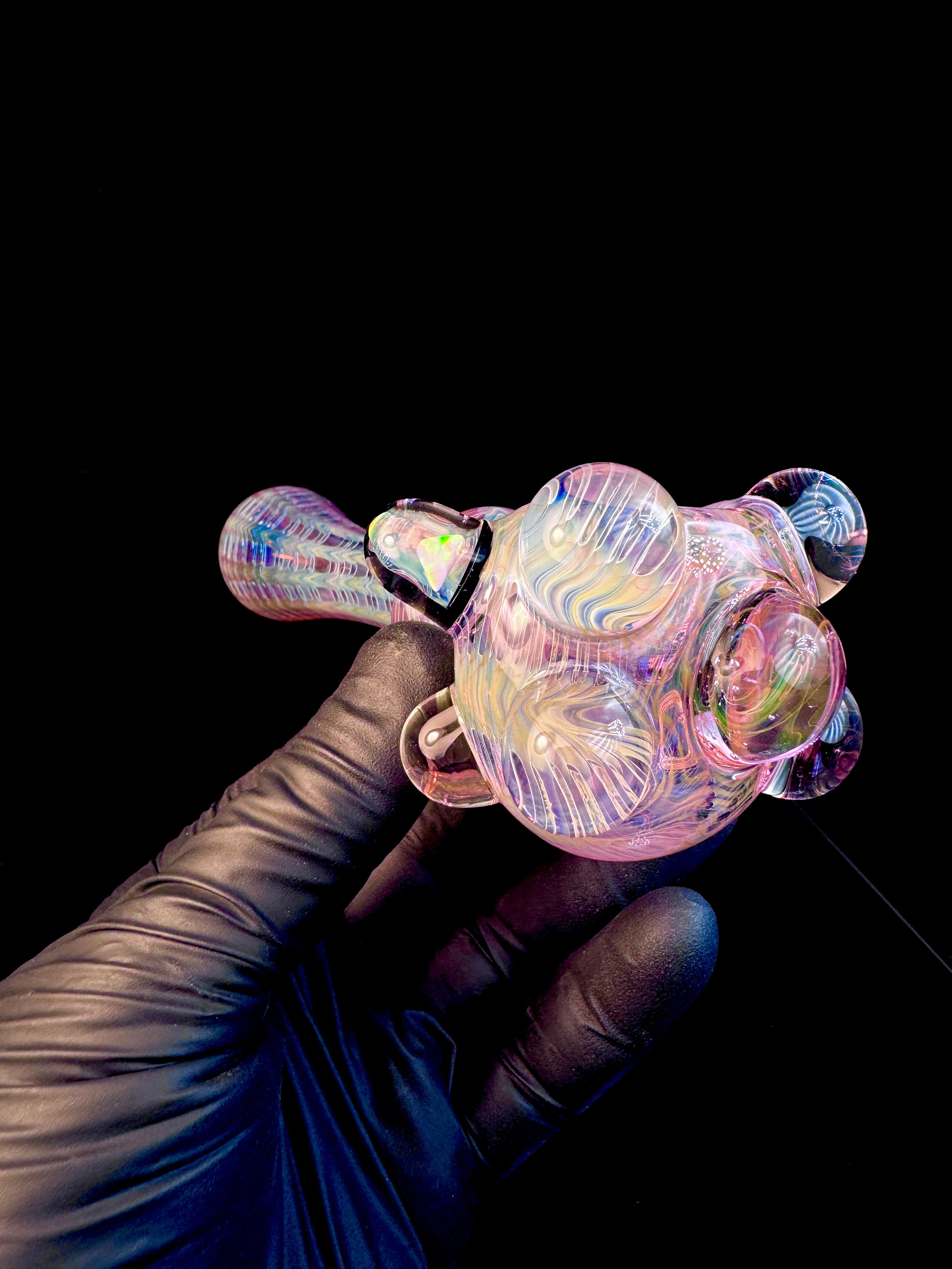 Pink dark web opal spoon
