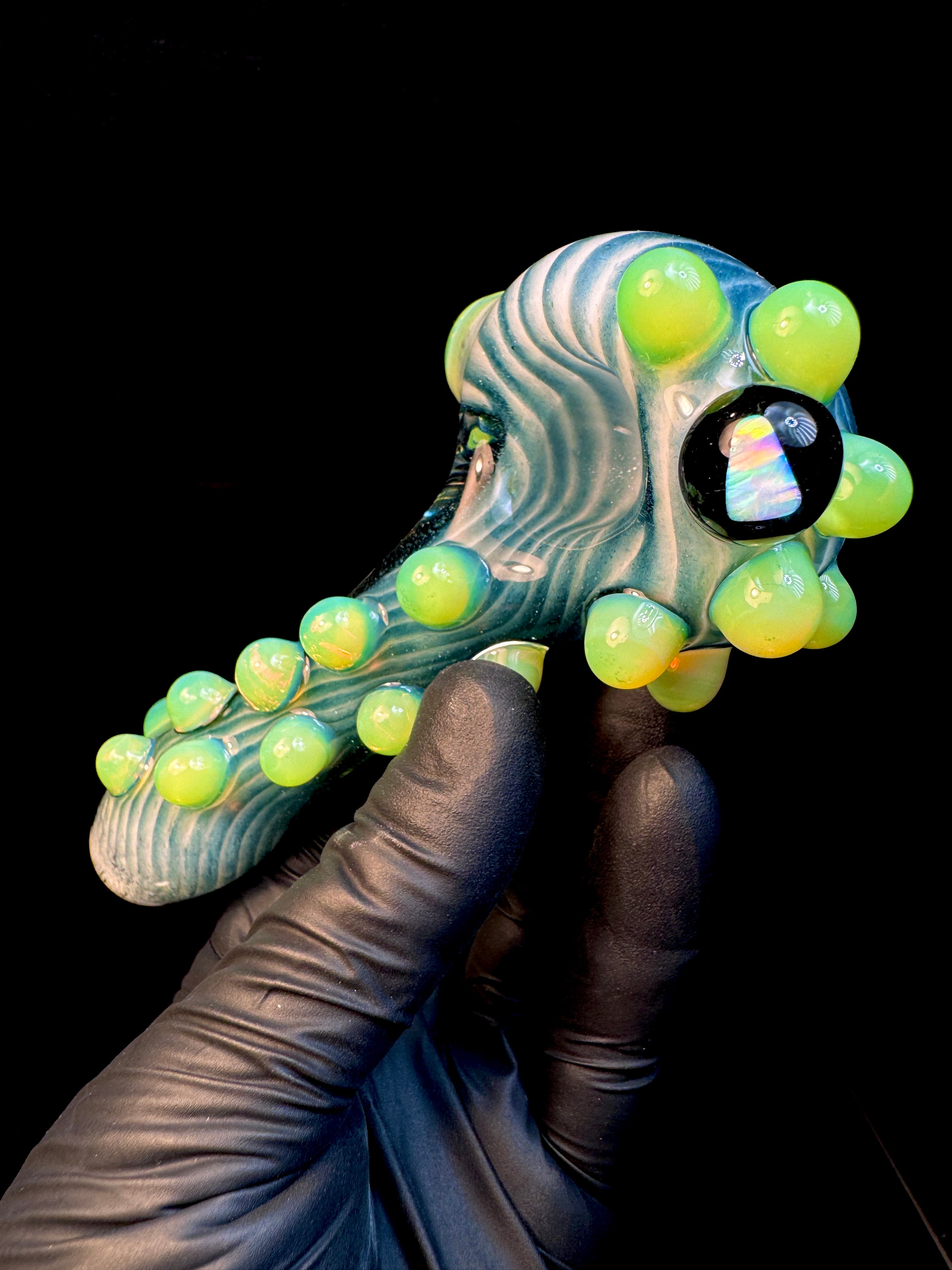 Opaque aqua x star white x slyme striped opal pipe