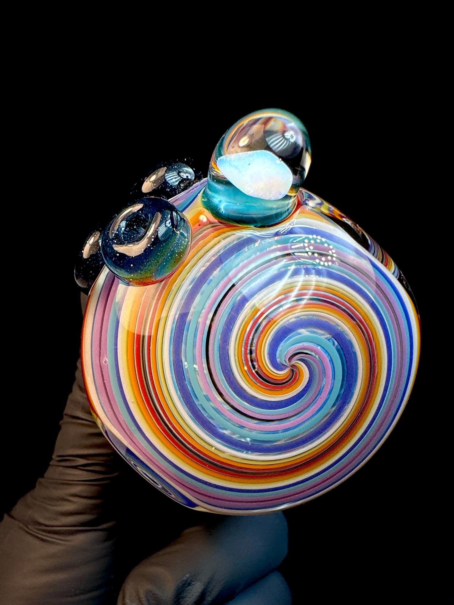 Fire and ice silver fumed opal pipe