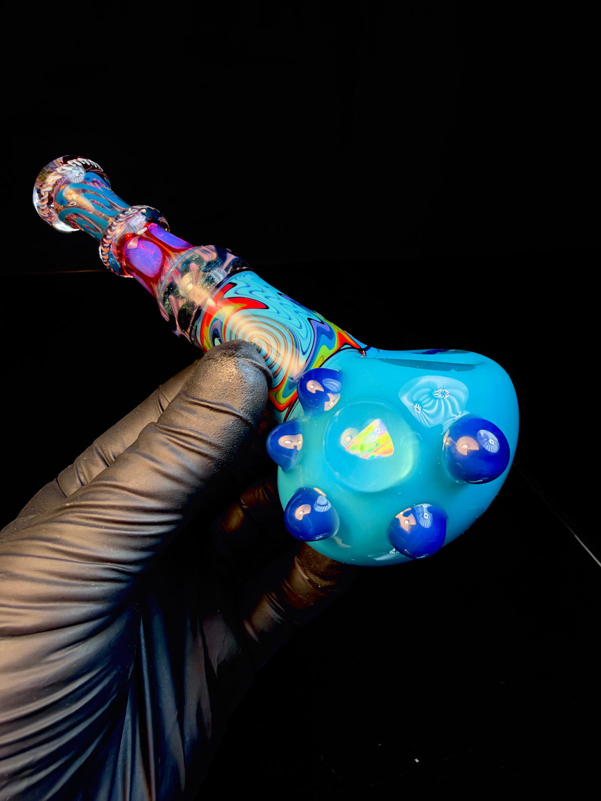 Opaque aqua wigwag spoon