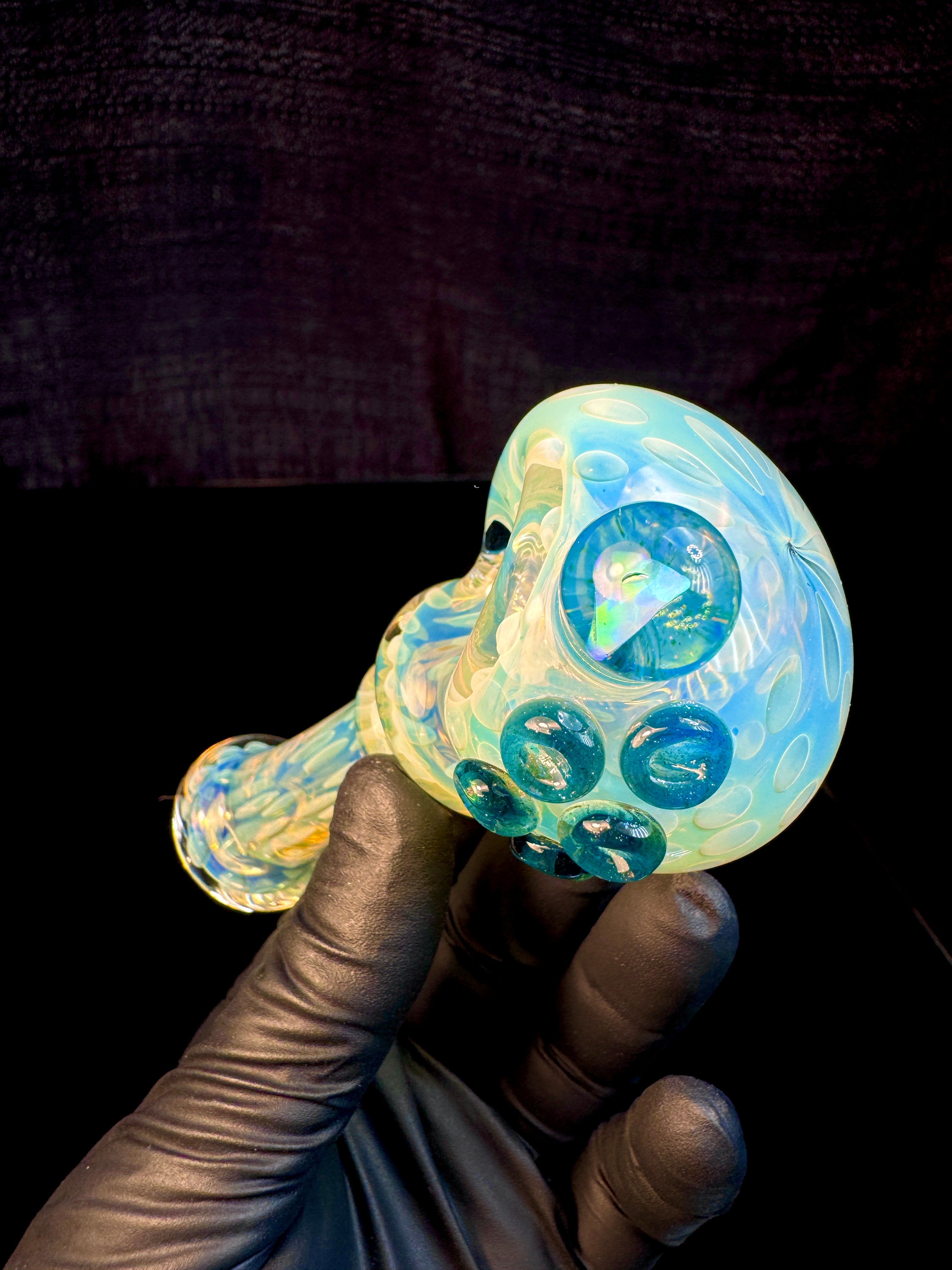 Silver Fume opal spoon x blue stardust