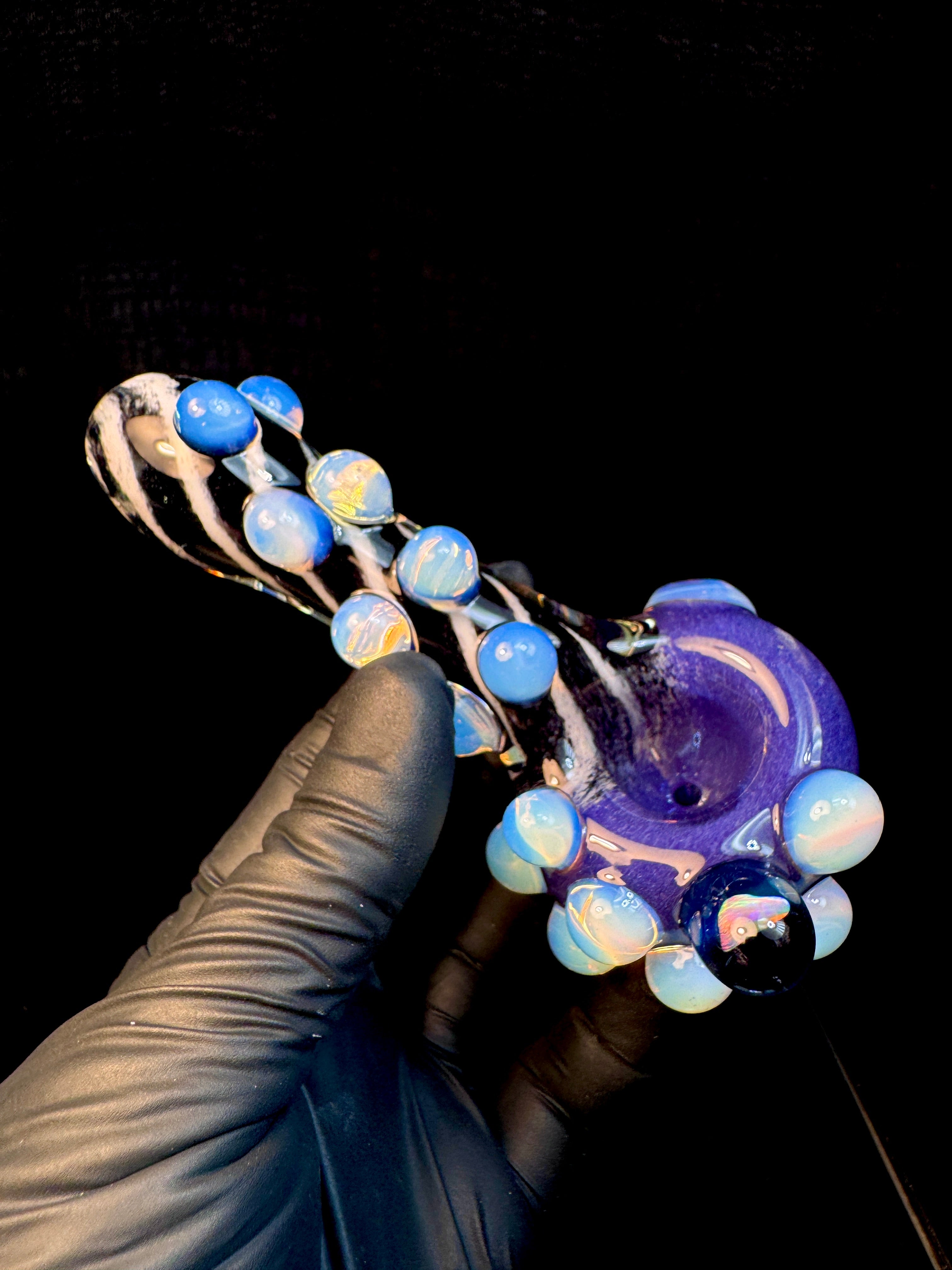 Purple urple x star white x jet black striped opal pipe