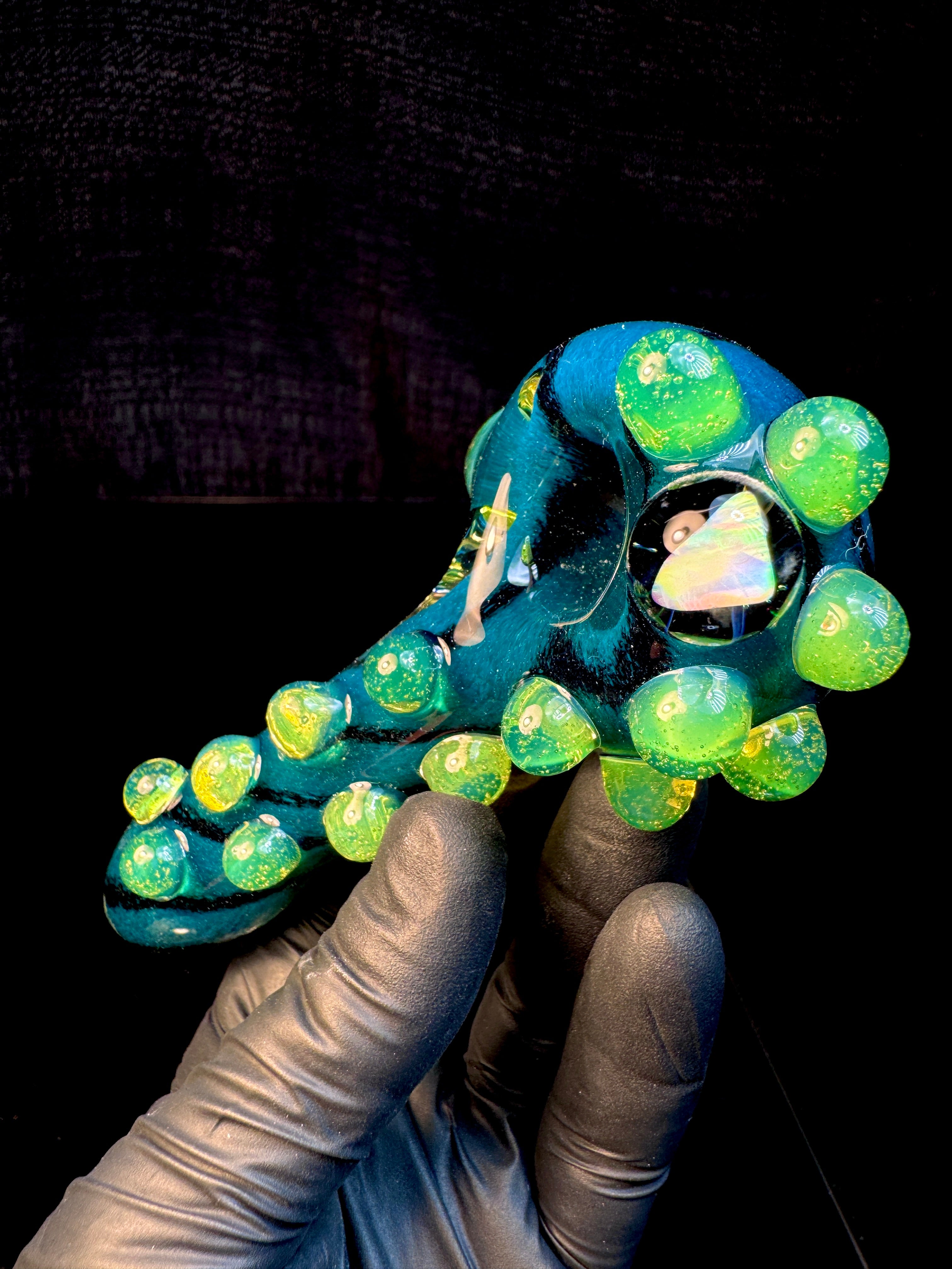 Blue spruce x Jet black x slyme striped opal pipe