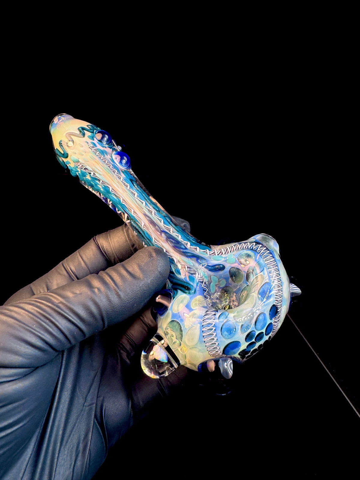 Silver fume x royal blue Premo Fume Cane Spoon
