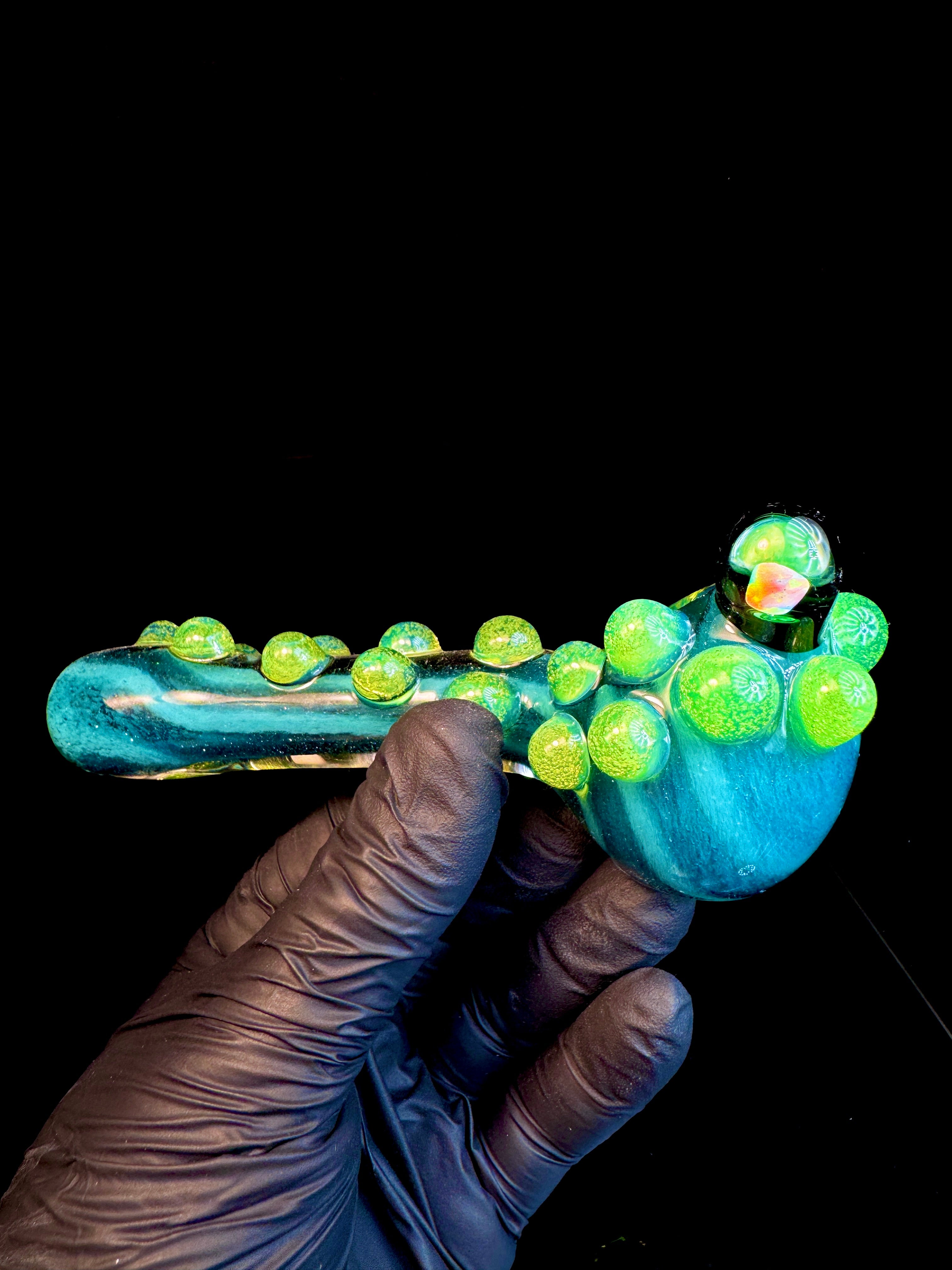 Aqua x Blue spruce striped opal pipe