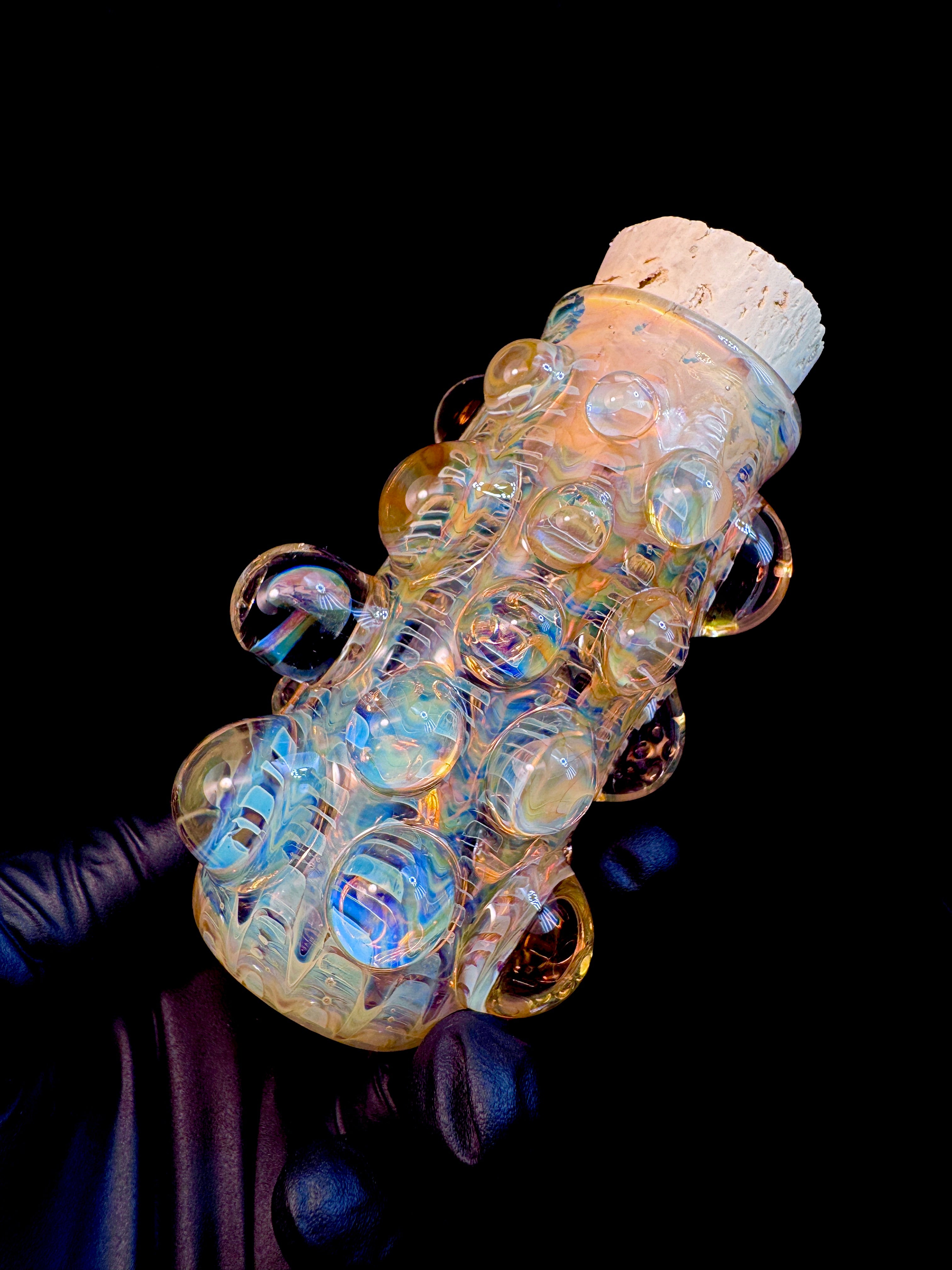 Golden web flat bottom mushroom nug Jar