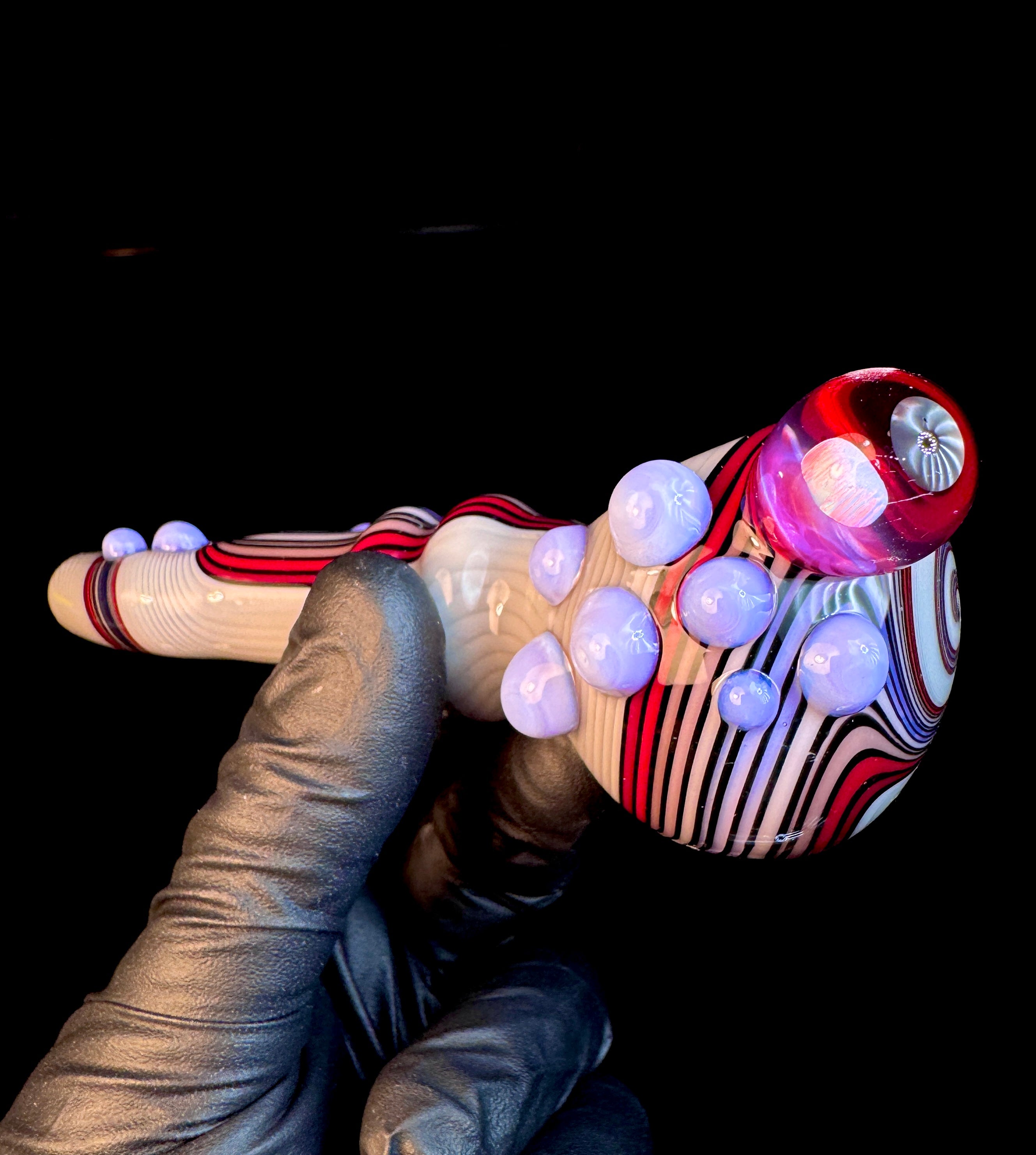 Twisted grey fire opal pipe