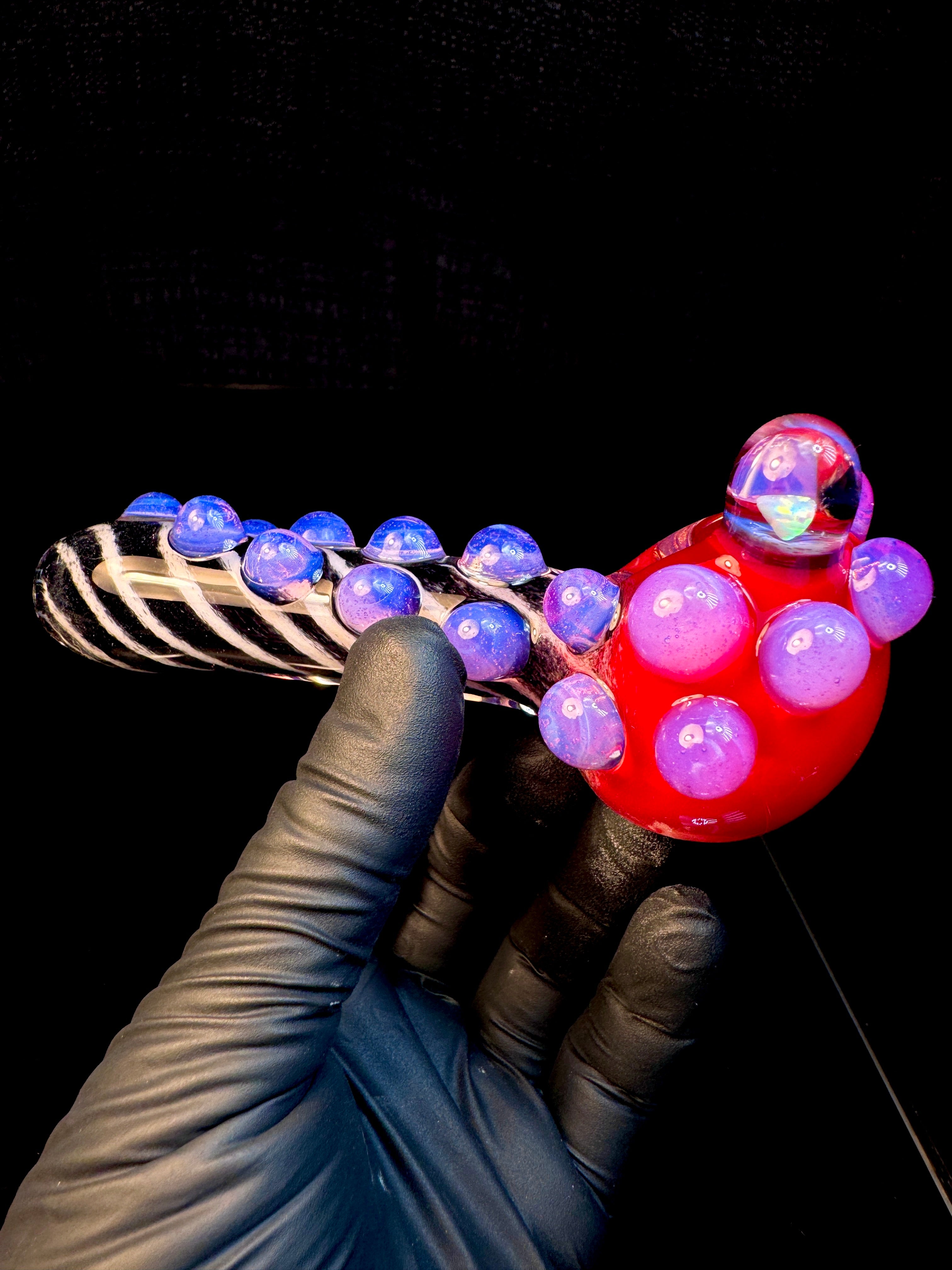 Cherry x star white x jet black striped opal pipe