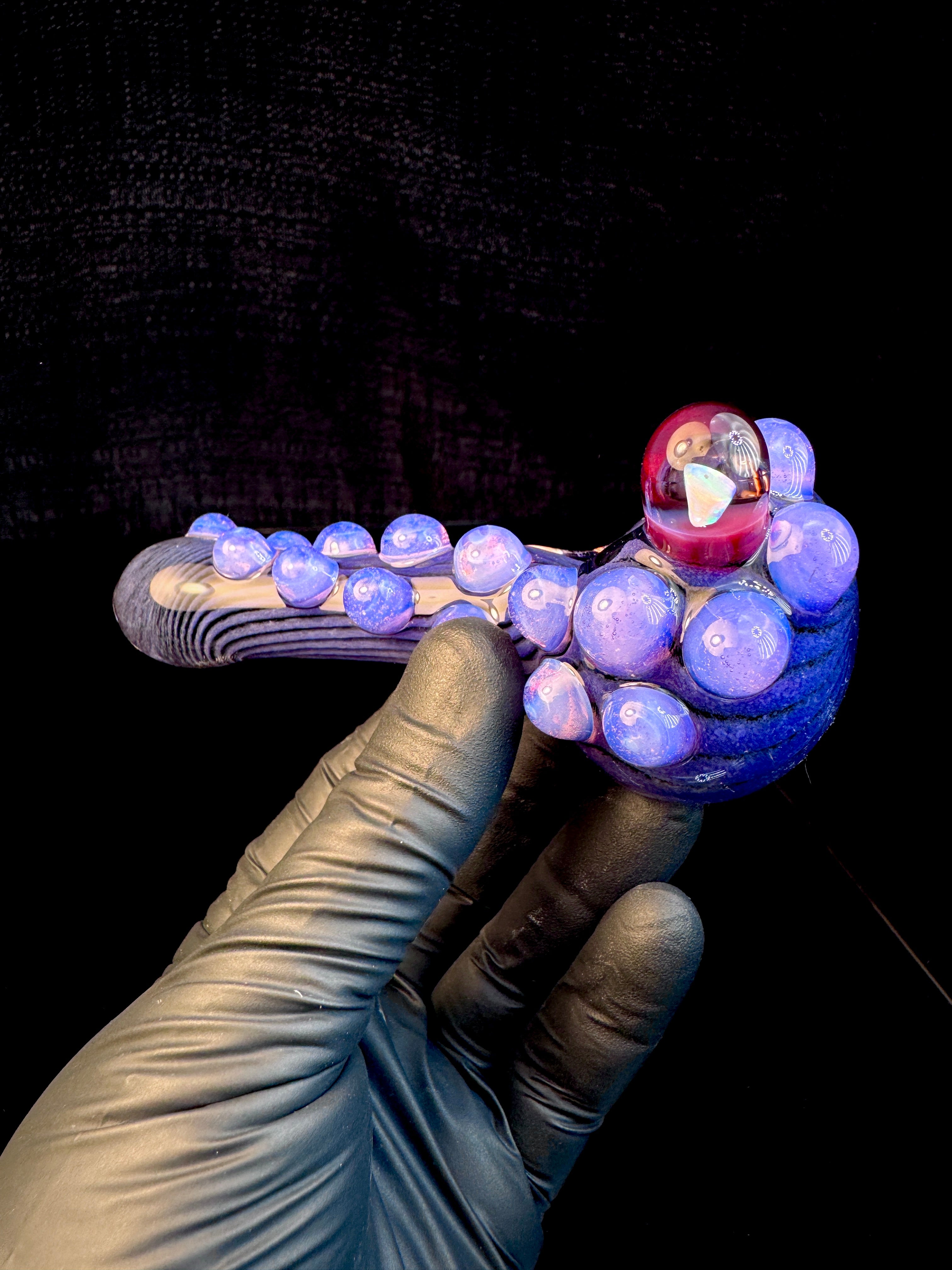 Purple urple x jet black Striped Opal Pipe