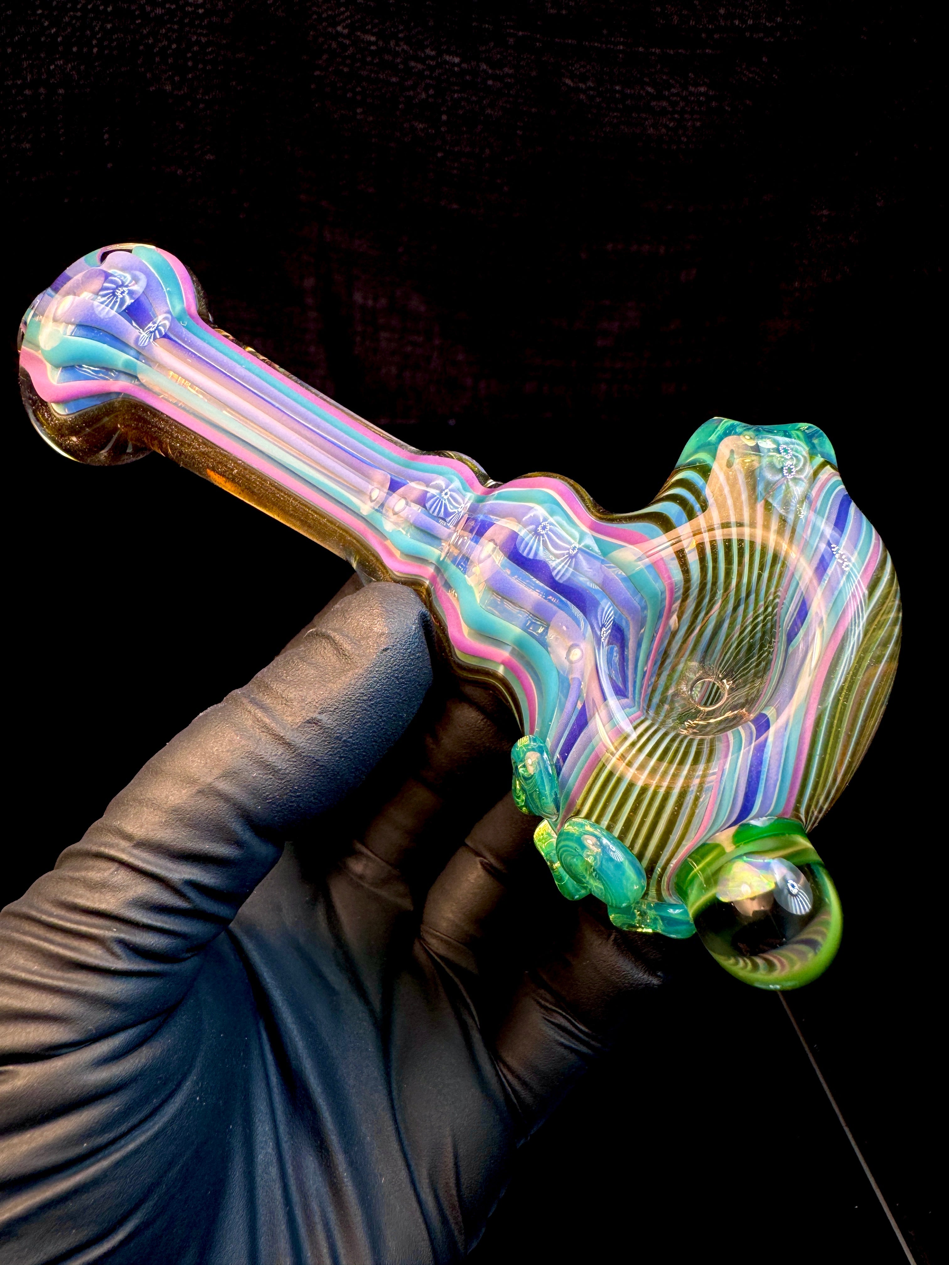 Fumed linework opal spoon
