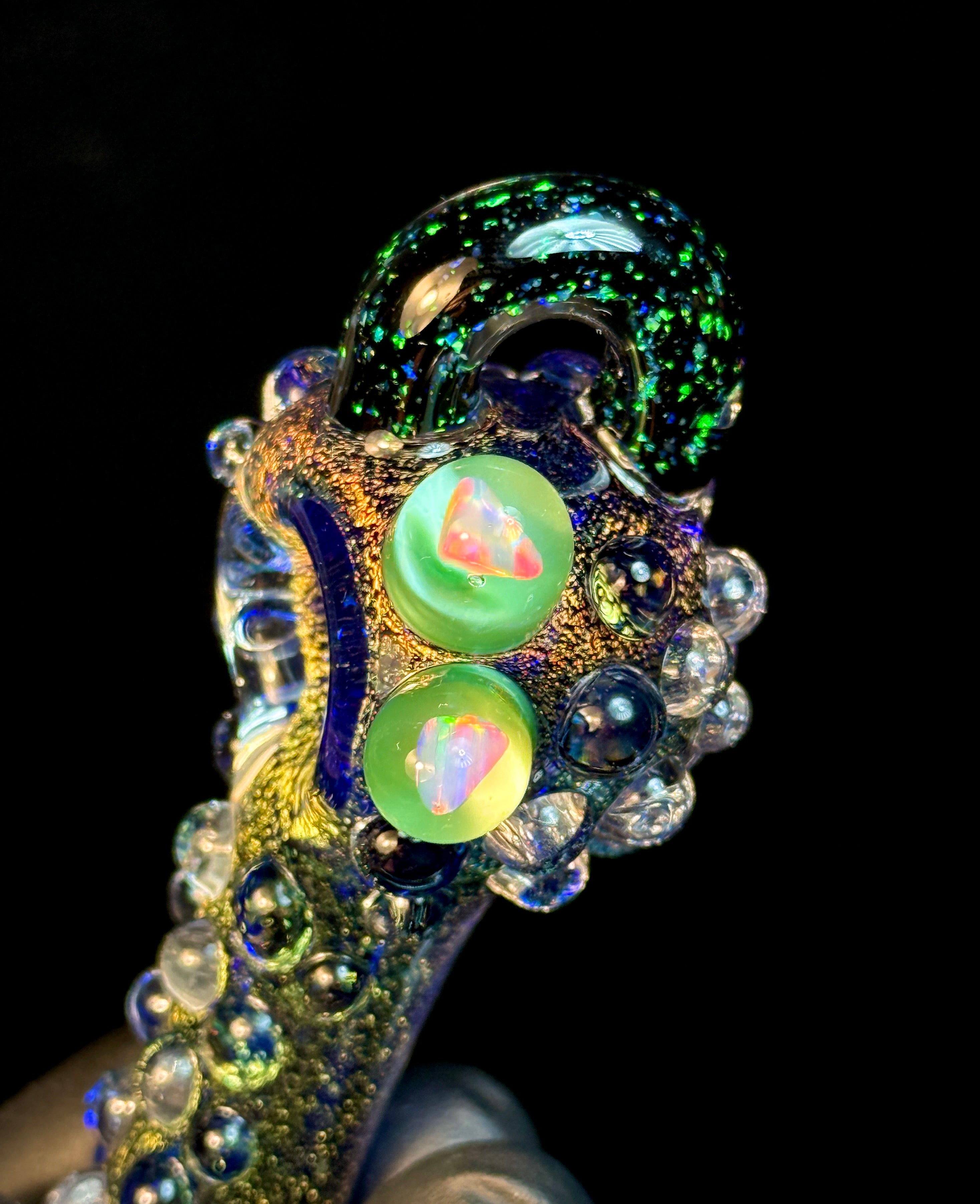 Green/gold Dichro Double Opal Pendy Spn