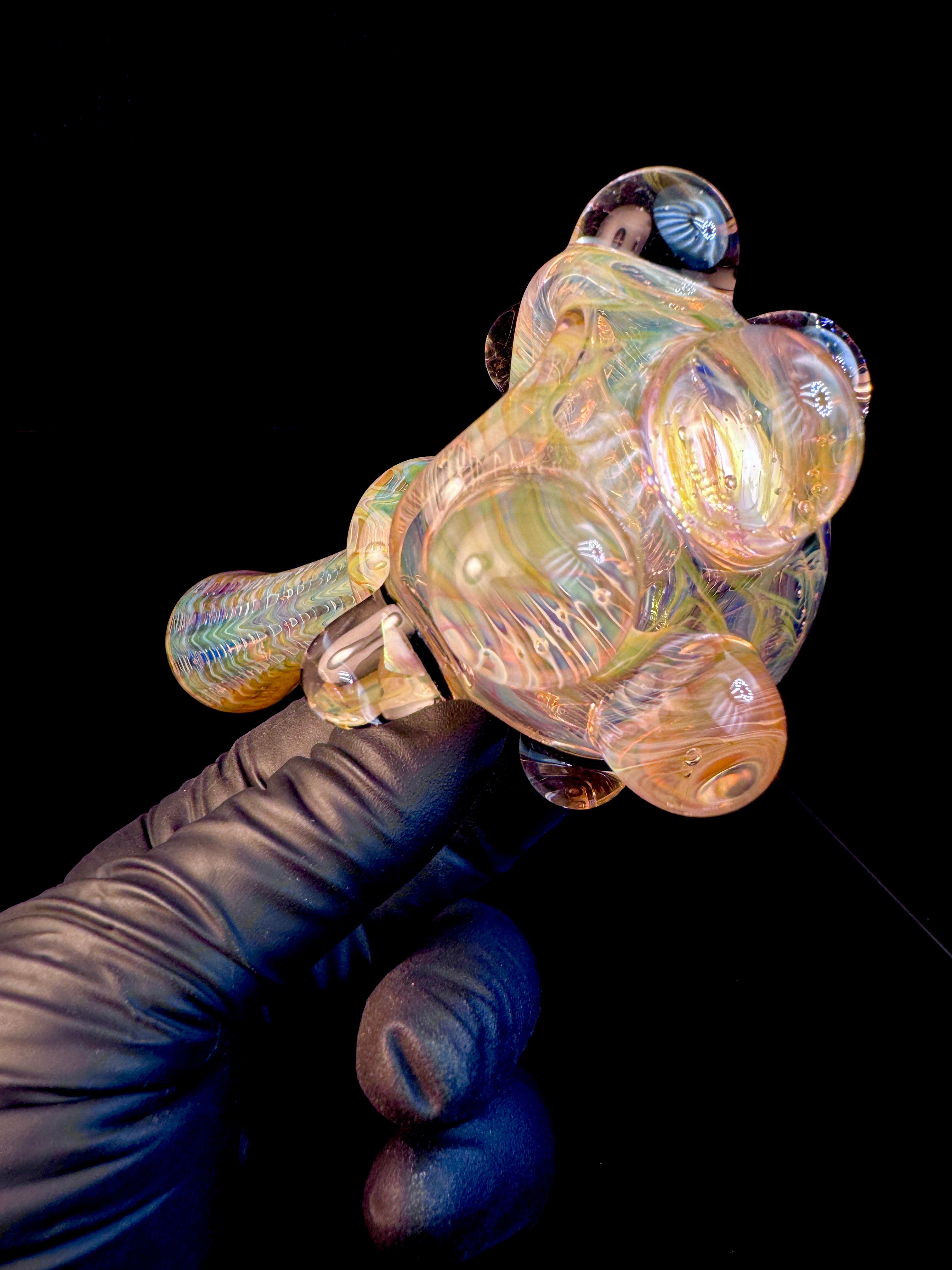 Golden dark web opal spoon