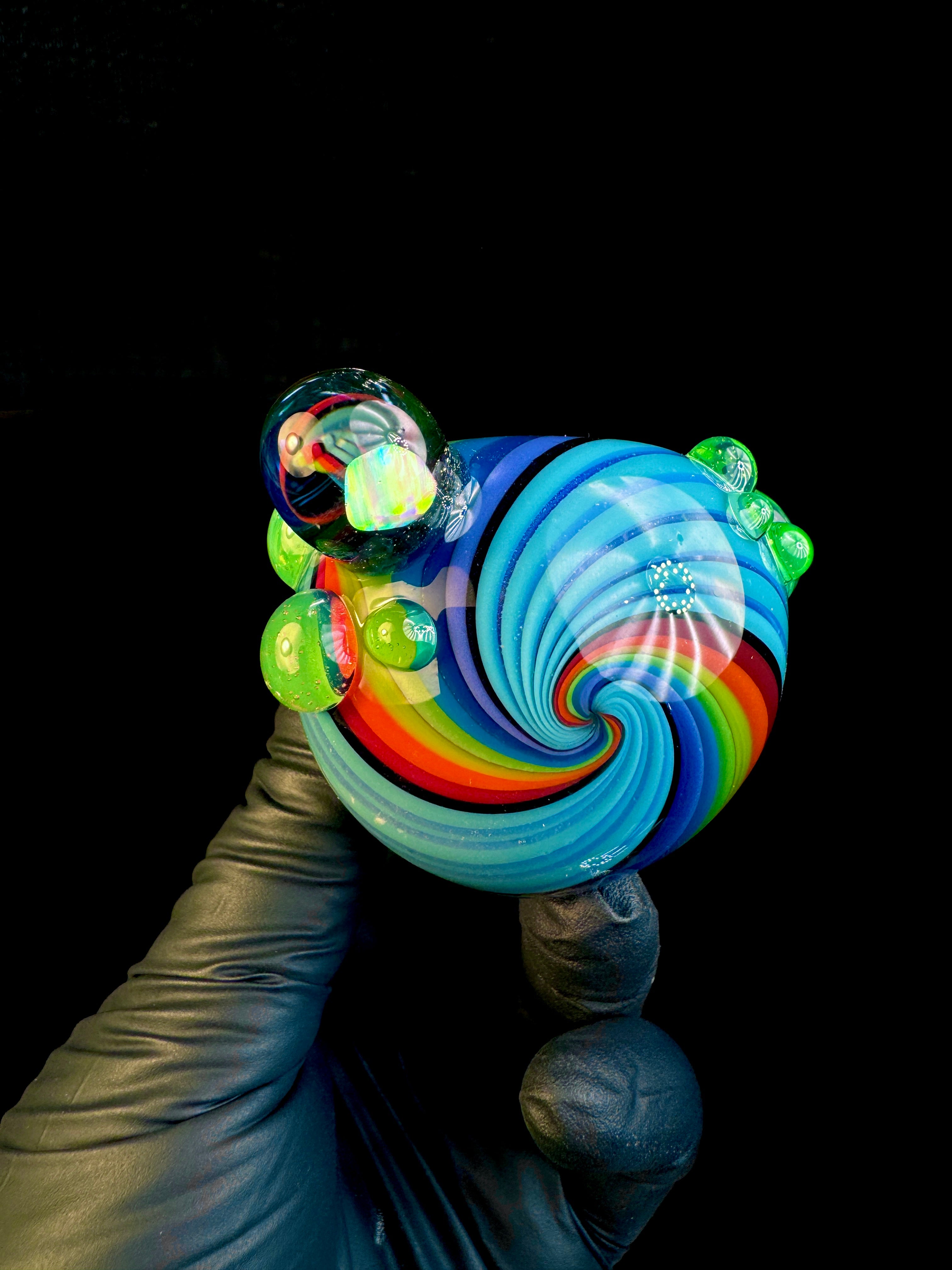 Aqua rainbow opal pipe