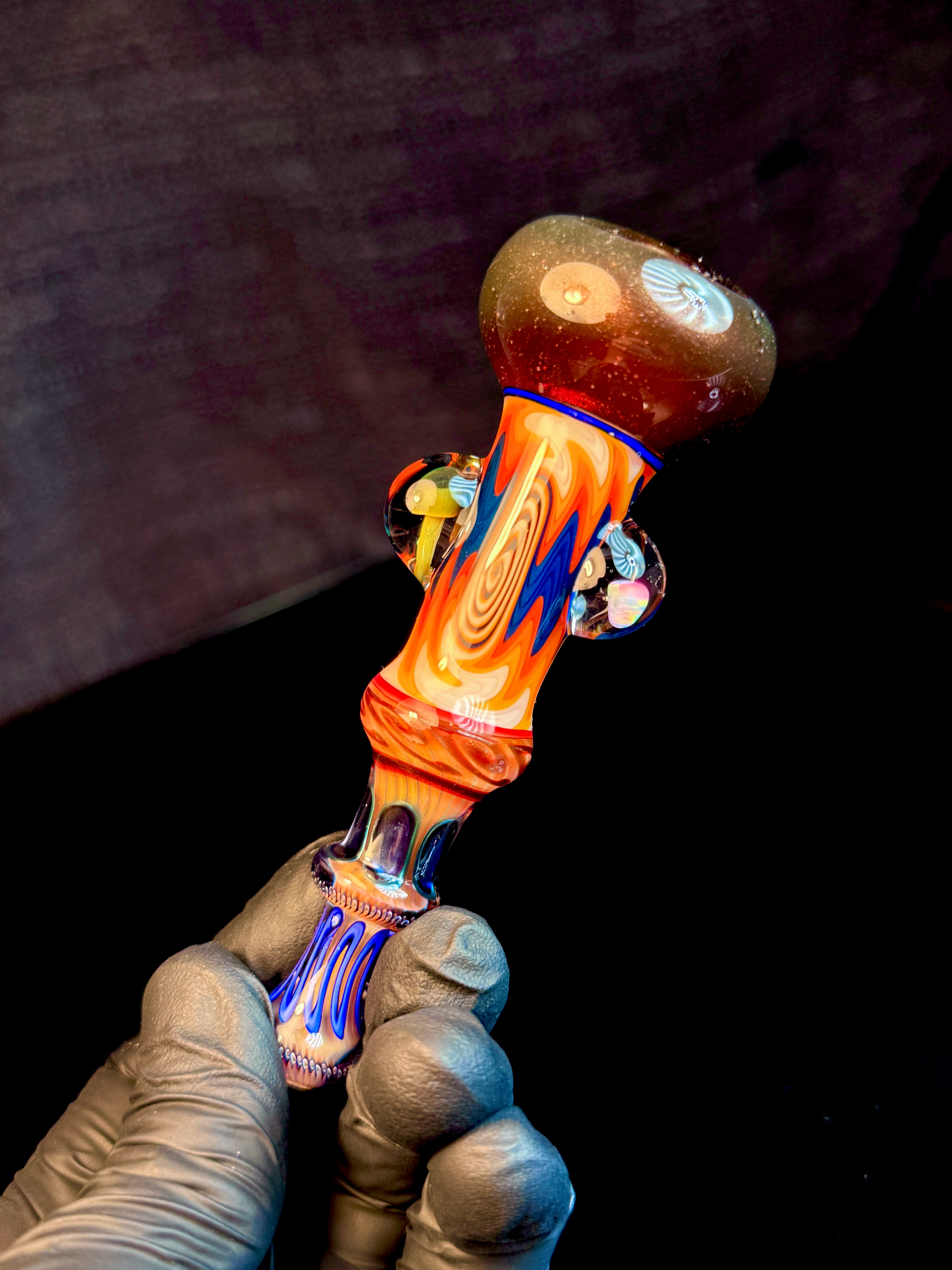 Gold fumed wigwag opal chillum