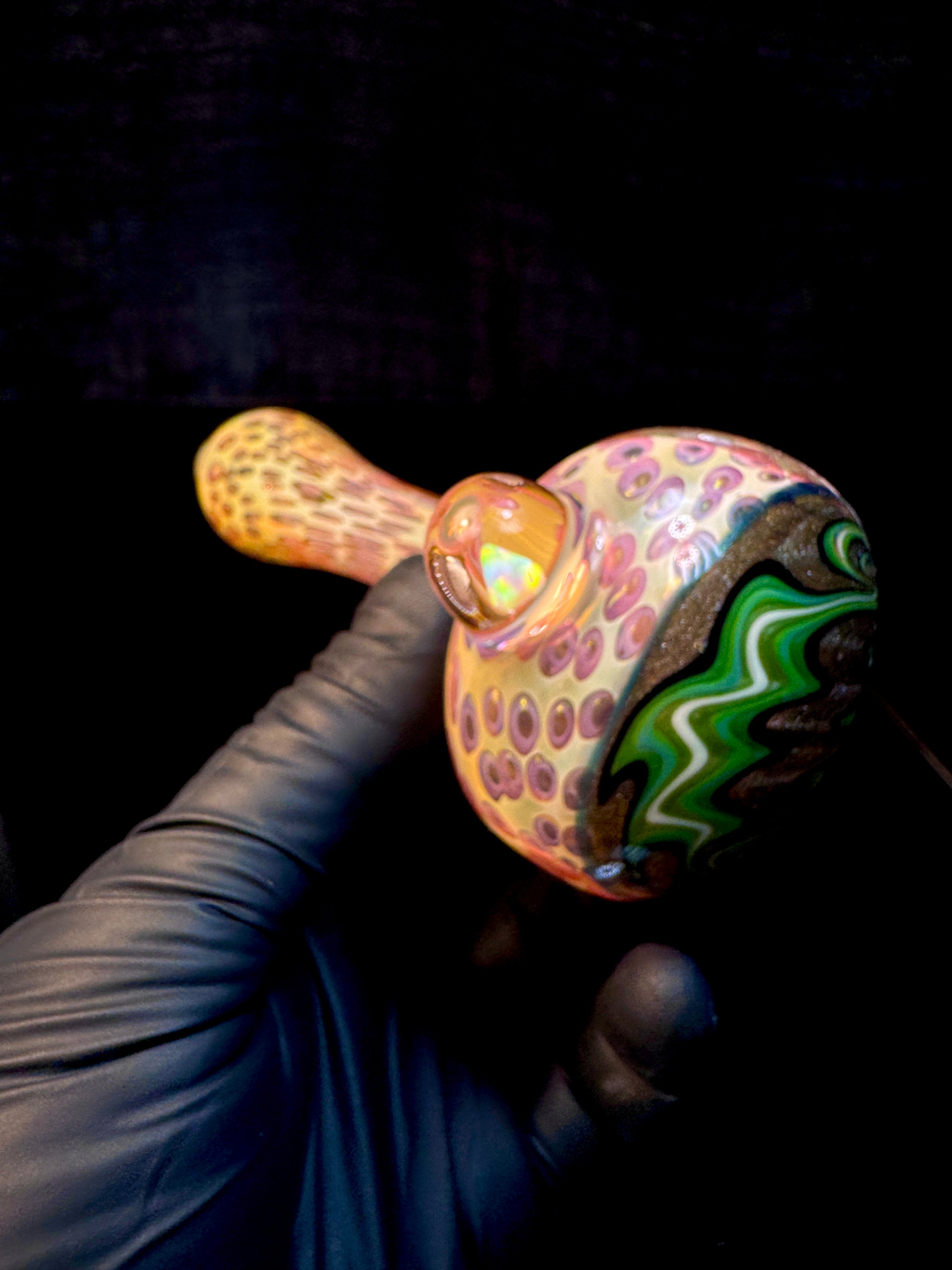 Gold Cane fume wigwag opal spoon