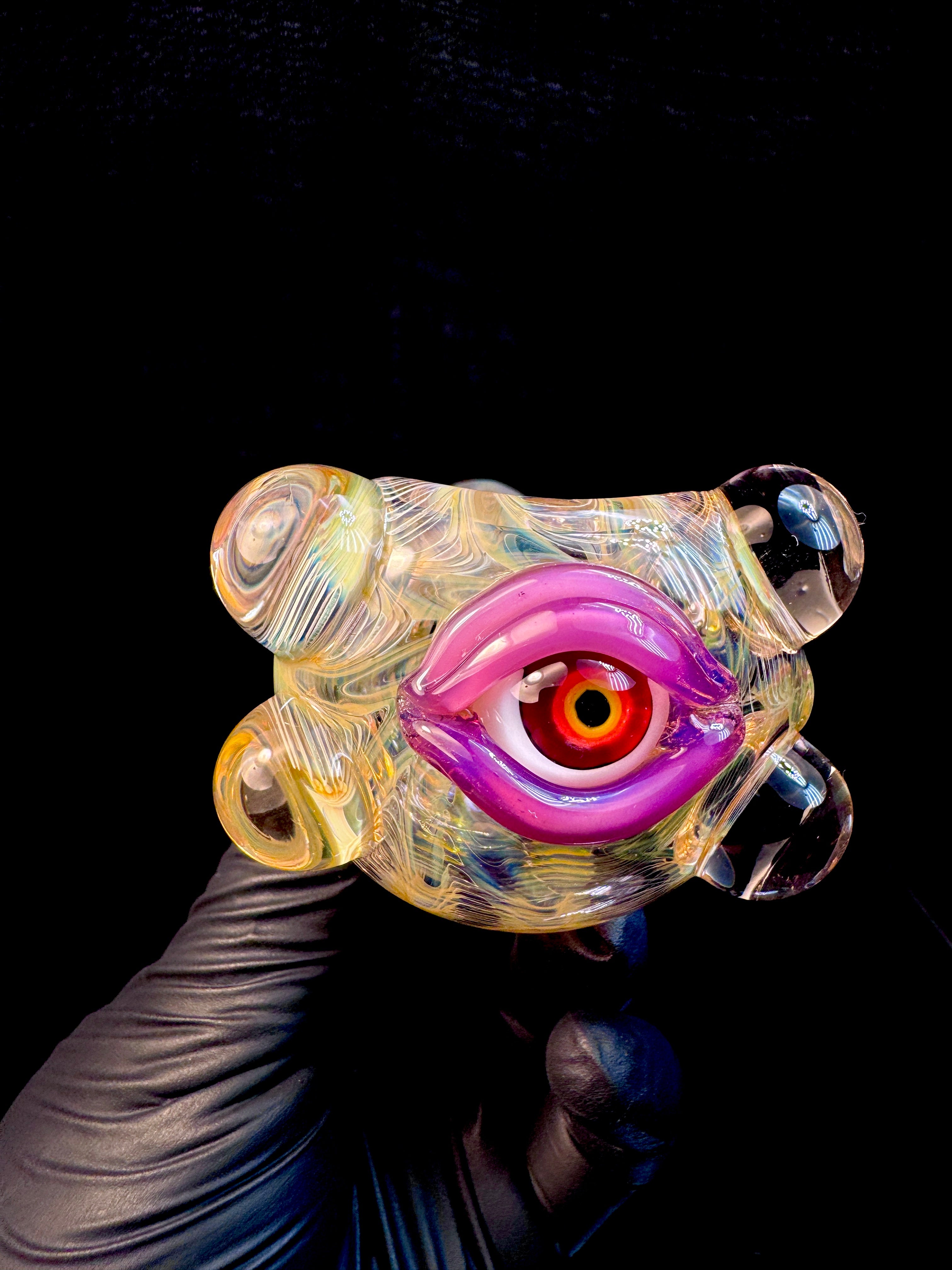Electric blue dark web opal eyeball spoon